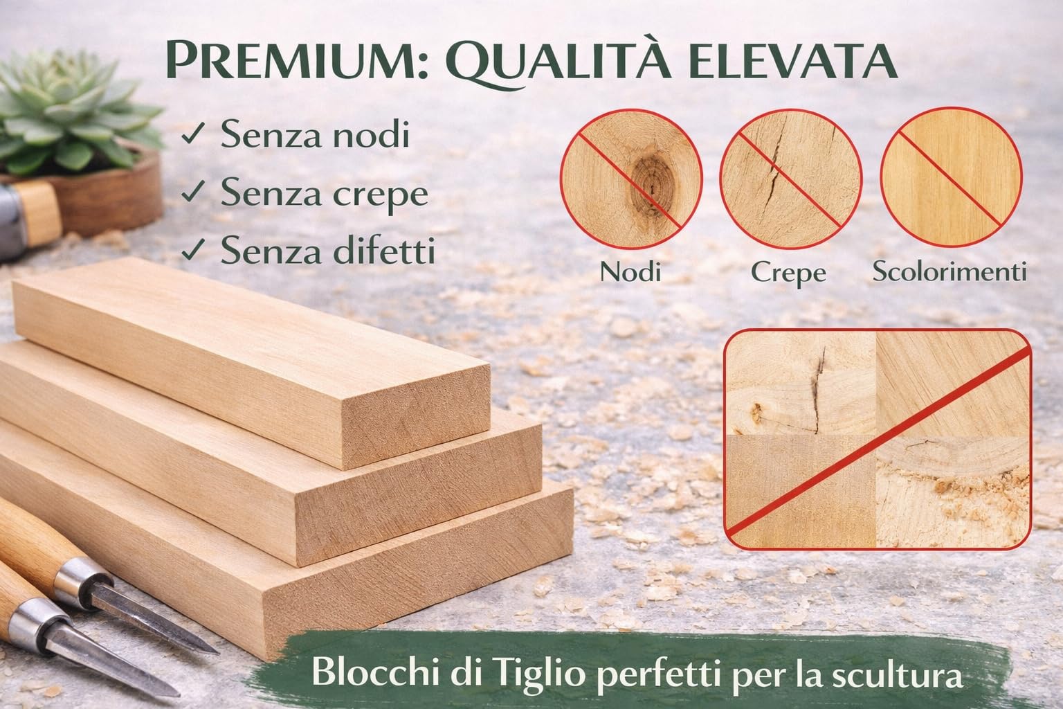 2 Blocchi Legno Tiglio per Intaglio (30x10x3 cm) – Legno Morbido per Wood Carving, Ideale per Principianti e Hobby Creativi