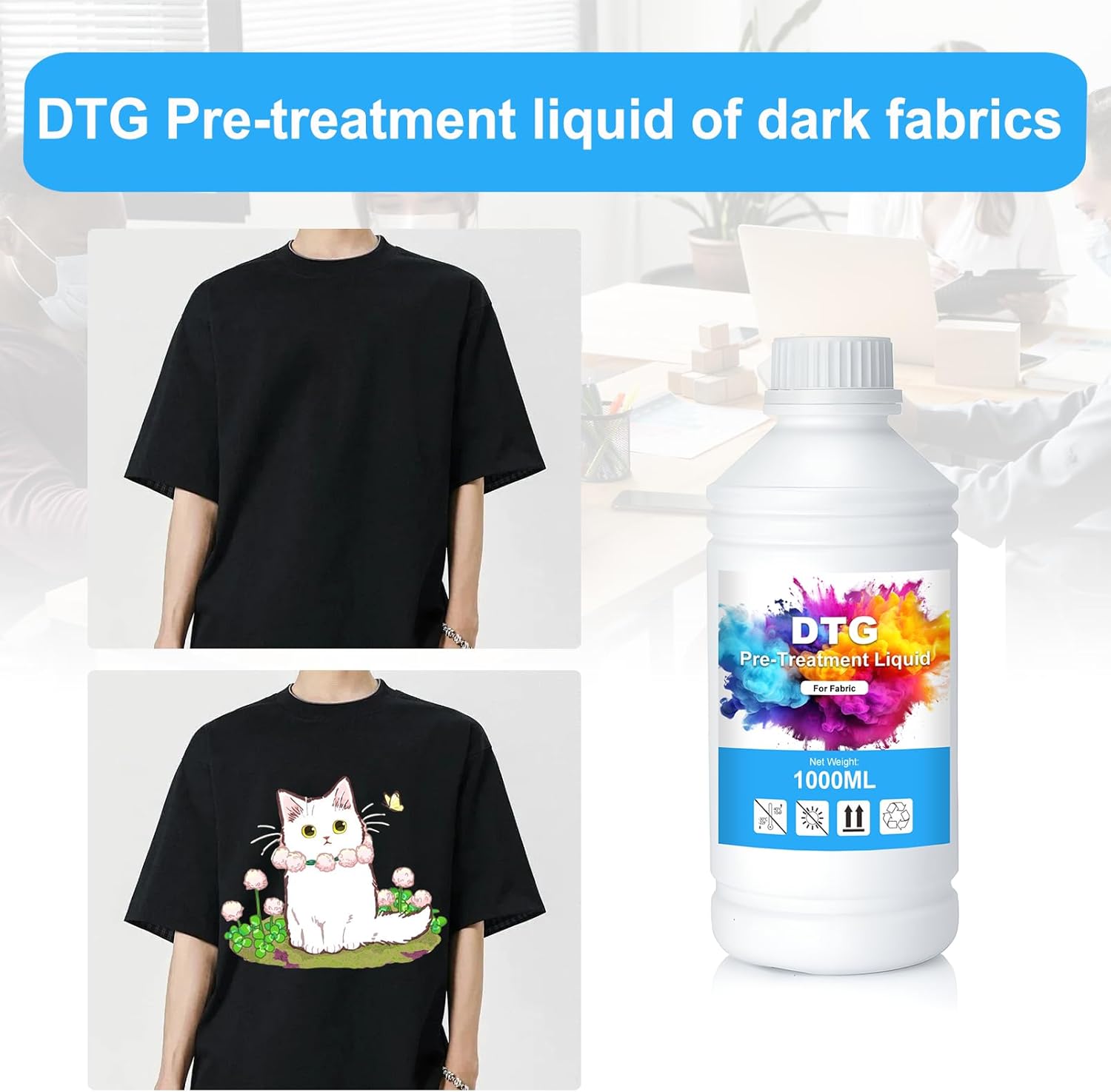 DTG Pre-Treatment Ink Fabric for Direct to Garment Printing Ink Digital Textile and More Printing Refill for SureColor F2000 F2100 P600 P800 and All E-PN DTG Printers 1000ML