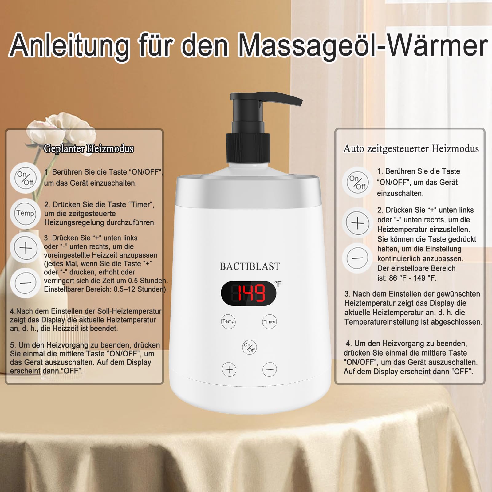 Massageöl Wärmer, Massageölwärmer mit Zwei Ölflaschenspender Lotion Wärmer LED Anzeige Flaschenwärmer Heizung für Spa Salon Haushalt Massageöl Flaschenwärmer