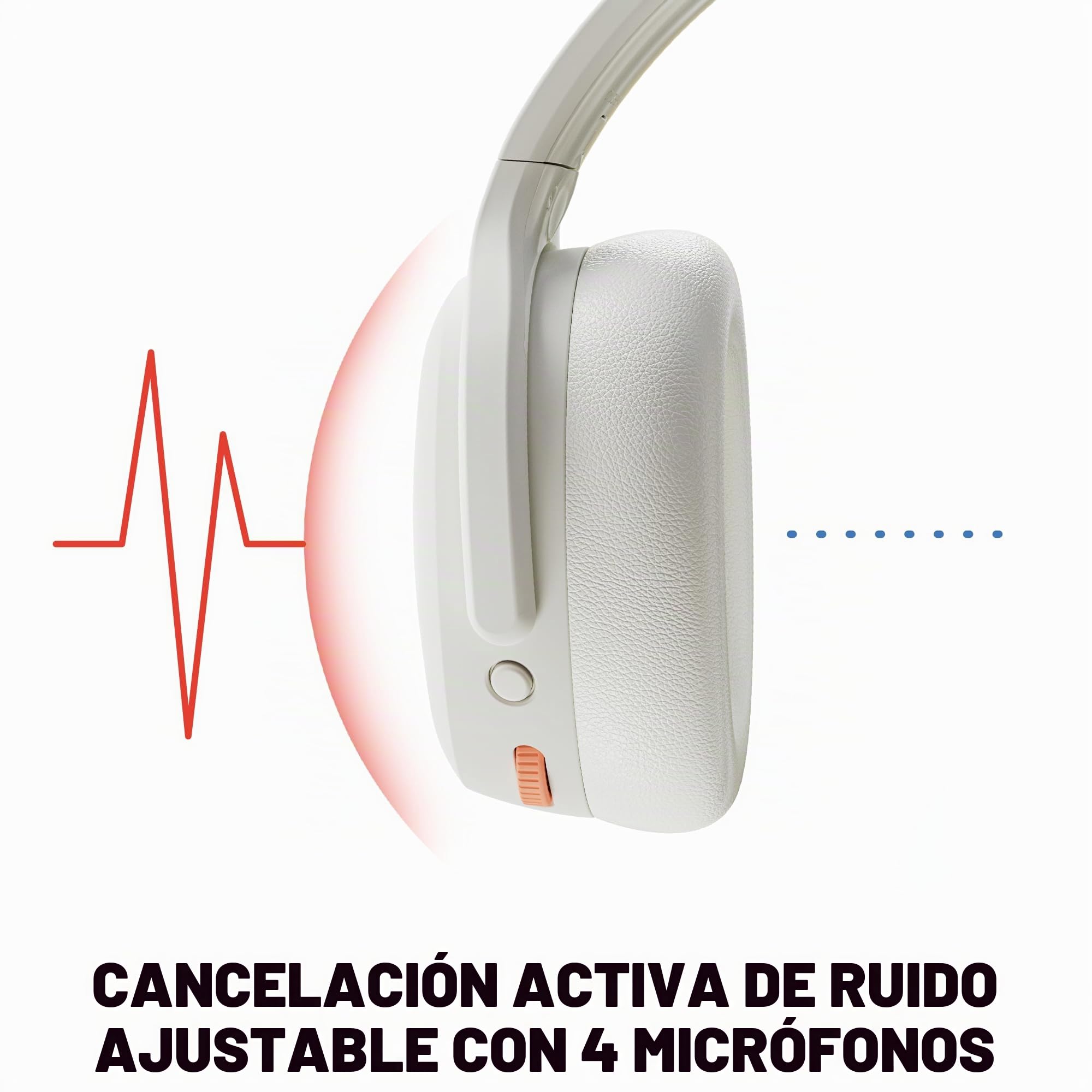Skullcandy Crusher ANC 2 Cascos Inalámbricos Bluetooth Over-Ear, Multi-Sensory Bass, Cancelación Activa de Ruido, 60 Horas de Autonomía - Blanco