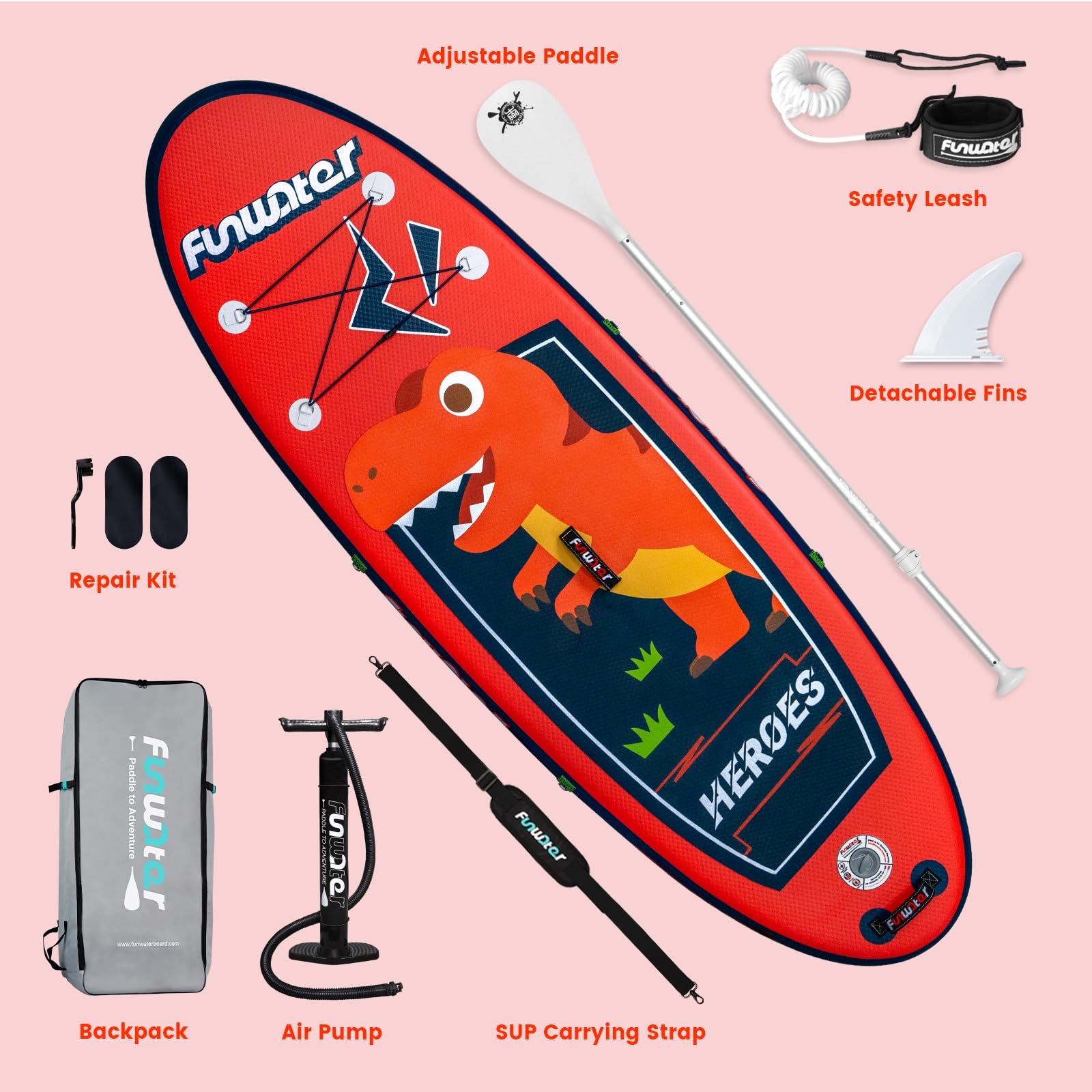 FunWater Tavola SUP Gonfiabile Surf Paddle Board Inflatable, Ultralight SUP per tutti i livelli con Due Accessori Tipo