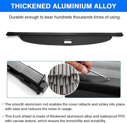 Miniatura 6 de Powerty Cubierta de carga para Chevy Chevrolet Traverse 2018-2024 2025, accesorios para maletero, cubierta retráctil de blindaje de maletero,