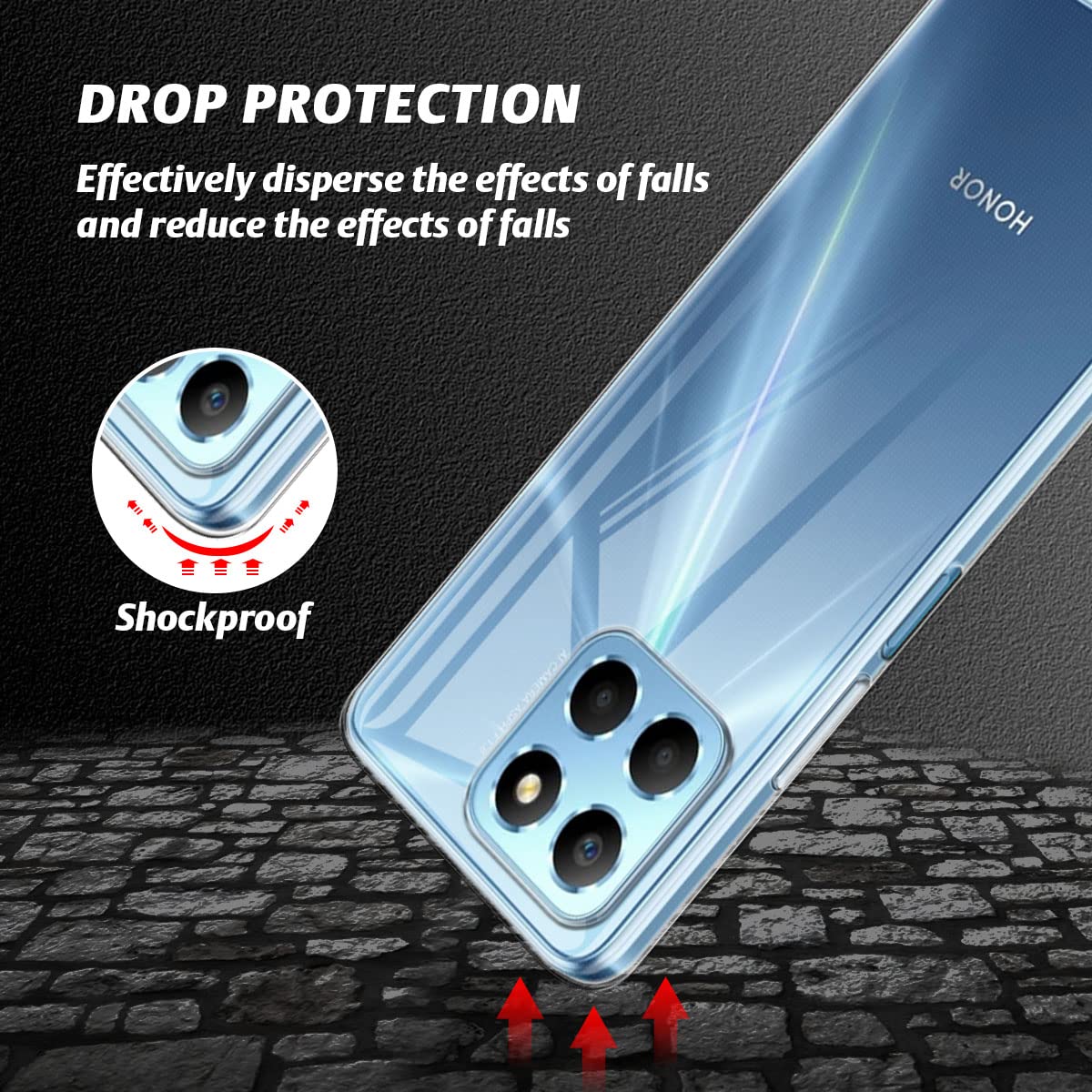 JIAFEI Cover Armor per Honor X6 / Honor X8 5G, Custodia TPU+PC Antiurto con Scorrevole Protezione Fotocamera Cover con 360° Anello Supporto, Nero