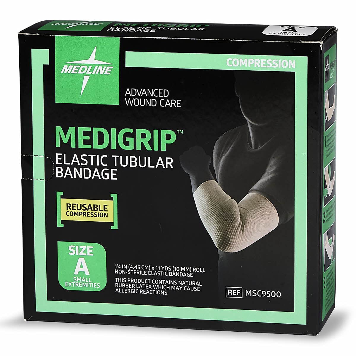 Medline Medigrip Elastic Latex Tubular Bandages, Size A, 1.75" W (4.5 cm), Ideal for Small Feet and Arms - High Compression Support, Breathable & Comfortable