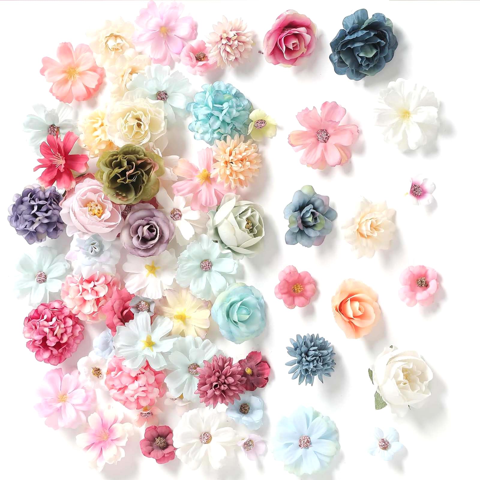 ZBIianxer 80Pcs Realistic Flower Heads 25-43mm for Wedding Centerpieces, Photo Album Decor, Arrangements & Bridal Accessories Flower Heads