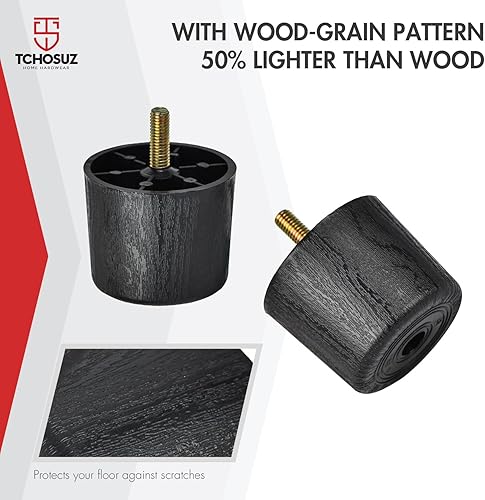 Miniatura 3 de Patas de plástico de 2 pulgadas para muebles, paquete de 8 patas de repuesto de grano de madera cónicas de plástico moderno de mediados de siglo con