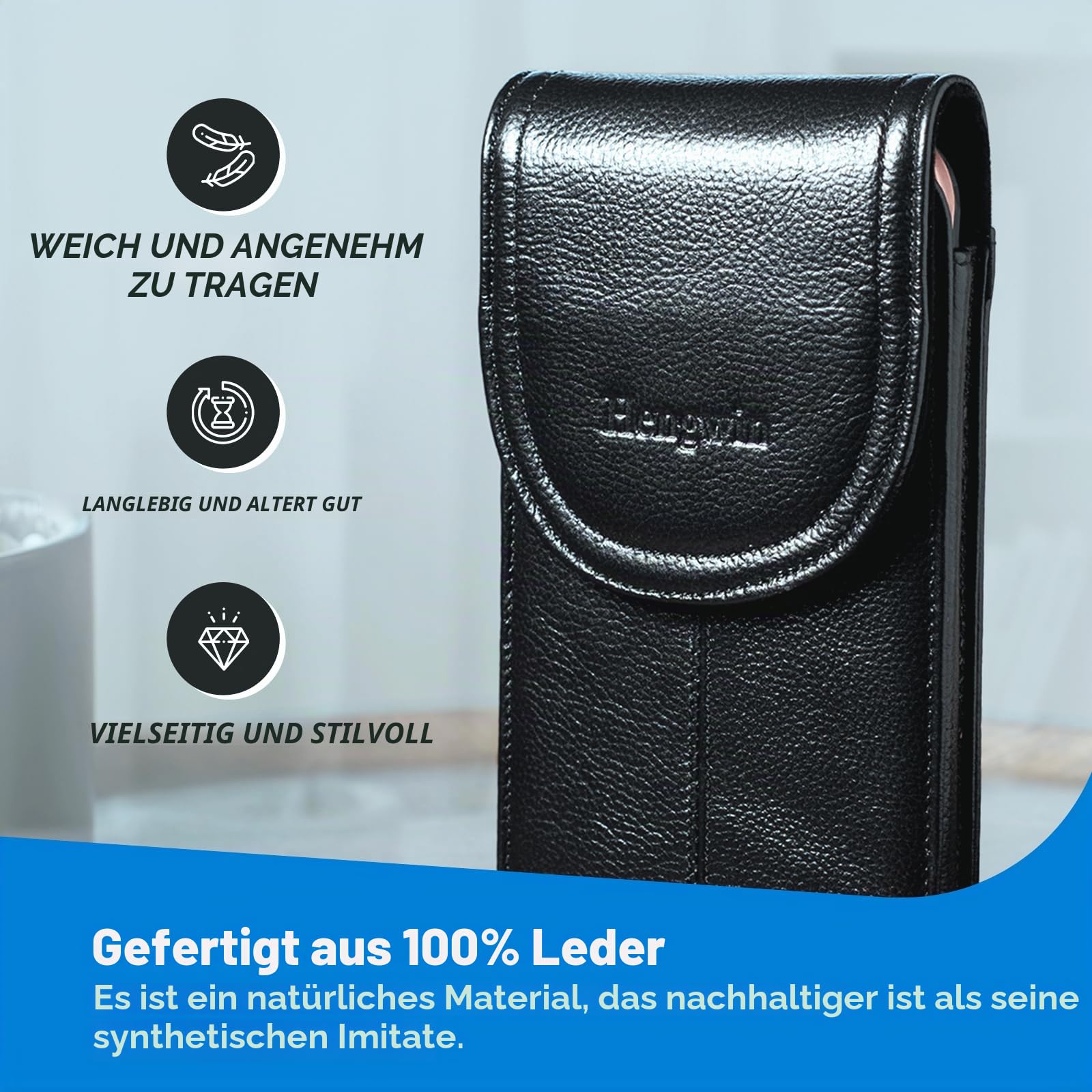 Echtes Leder Handy Holster, Gürteltasche mit Gürtelclip für iPhone 16 15 14 Plus, 17 16 15 14 Pro Max, Samsung Galaxy, S25 S24 S23 Ultra, S25+, Handyhüllen Handytasche Gürtel Tasche