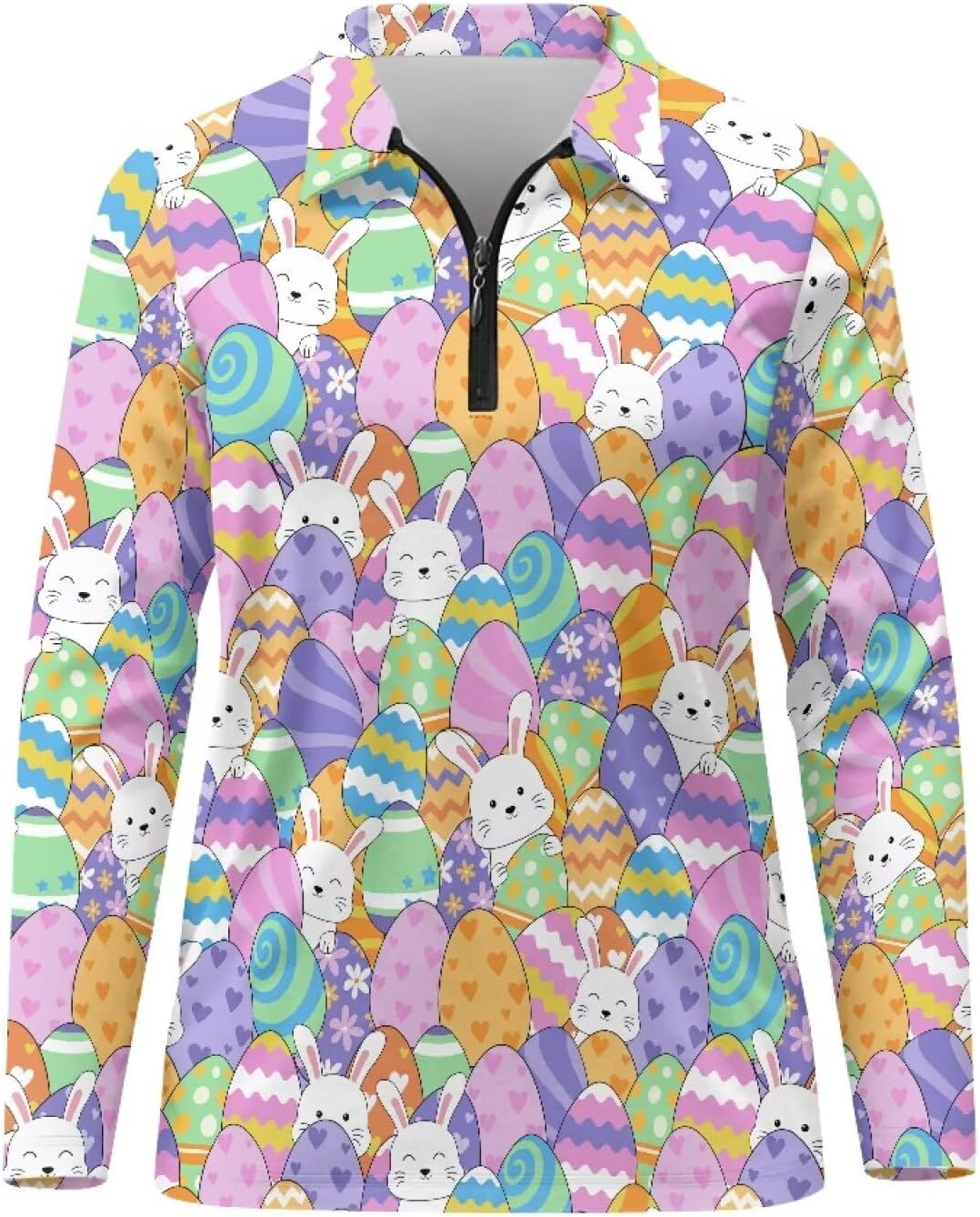 Golf Shirts for Women Long Sleeve Zip Up V-Neck Golf Tennis Shirt Womens Pullover Tops - Image 4