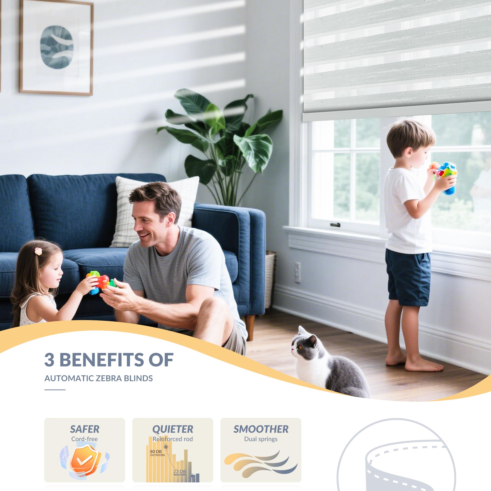 Boolegon Custom Size Zebra Blinds for Windows Shades,Blackout Cordless Zebra Roller Blinds,Textural Privacy Light Control for Day and Night,Easy to Install, White, 22