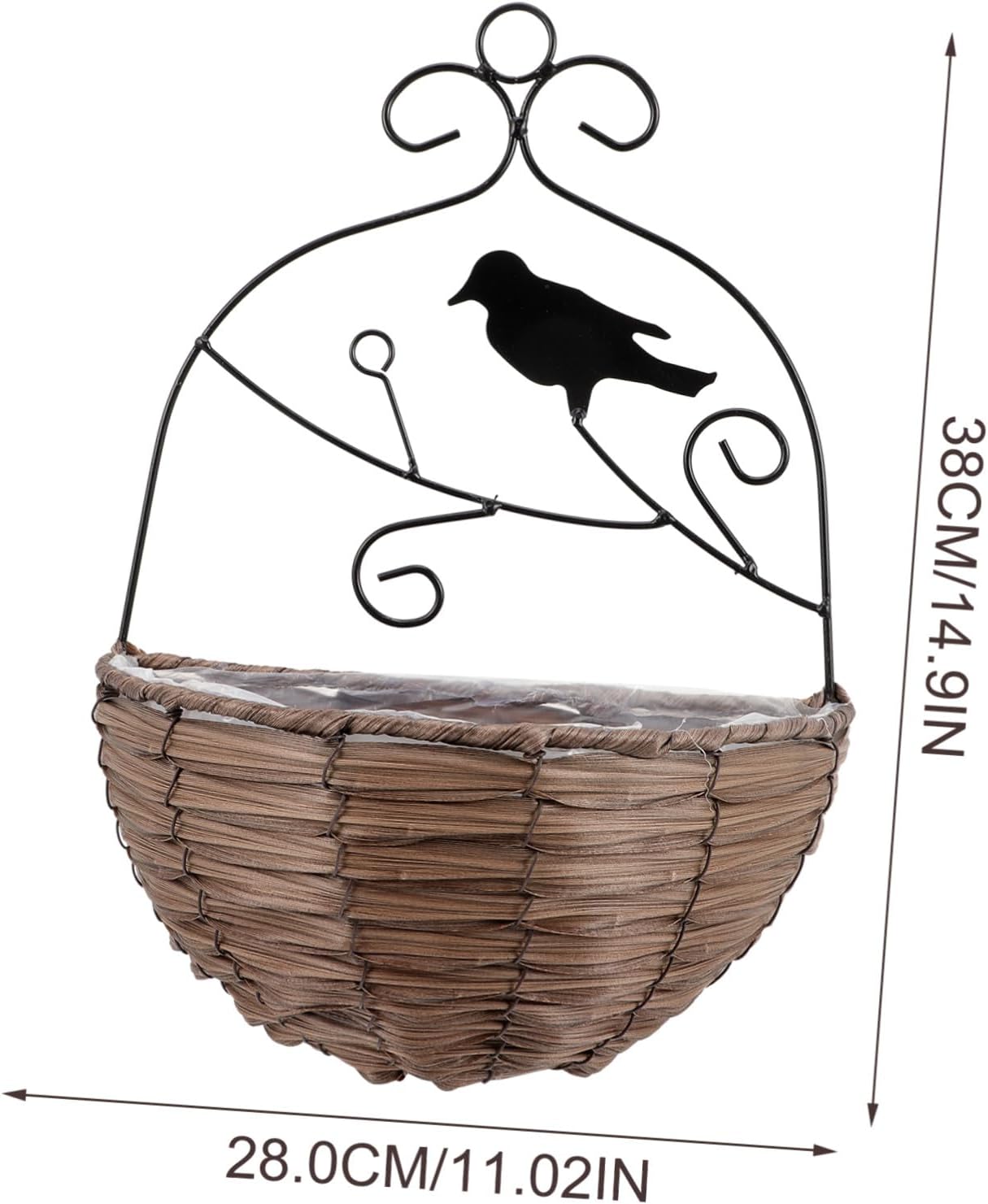 Rattan Woven Wall Hanging Flower Basket with Plant Liner Rustic Rattan Planter for Indoor Outdoor Wall Decor for Living Bedroom Office Gift for Plant Lovers