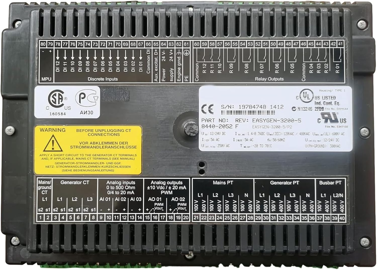 ZTUOAUMA 12V24V DC Generator Controller 8440-2050 Compatible with Woodward Easygen 3200-5/P1 and Caterpillar Generators Universal for Various Genset Stand-by AMF Peak Shaving Cogeneration Distributed