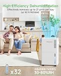 1500 Sq.ft Dehumidifier for Basement, Trazico 21 Pint Quiet Dehumidifiers for Home with Drain Hose, Smart Humidity Control, 3 Modes, 24H Timer, Auto Defrost, for Large Room, Bedroom, and Bathroom
