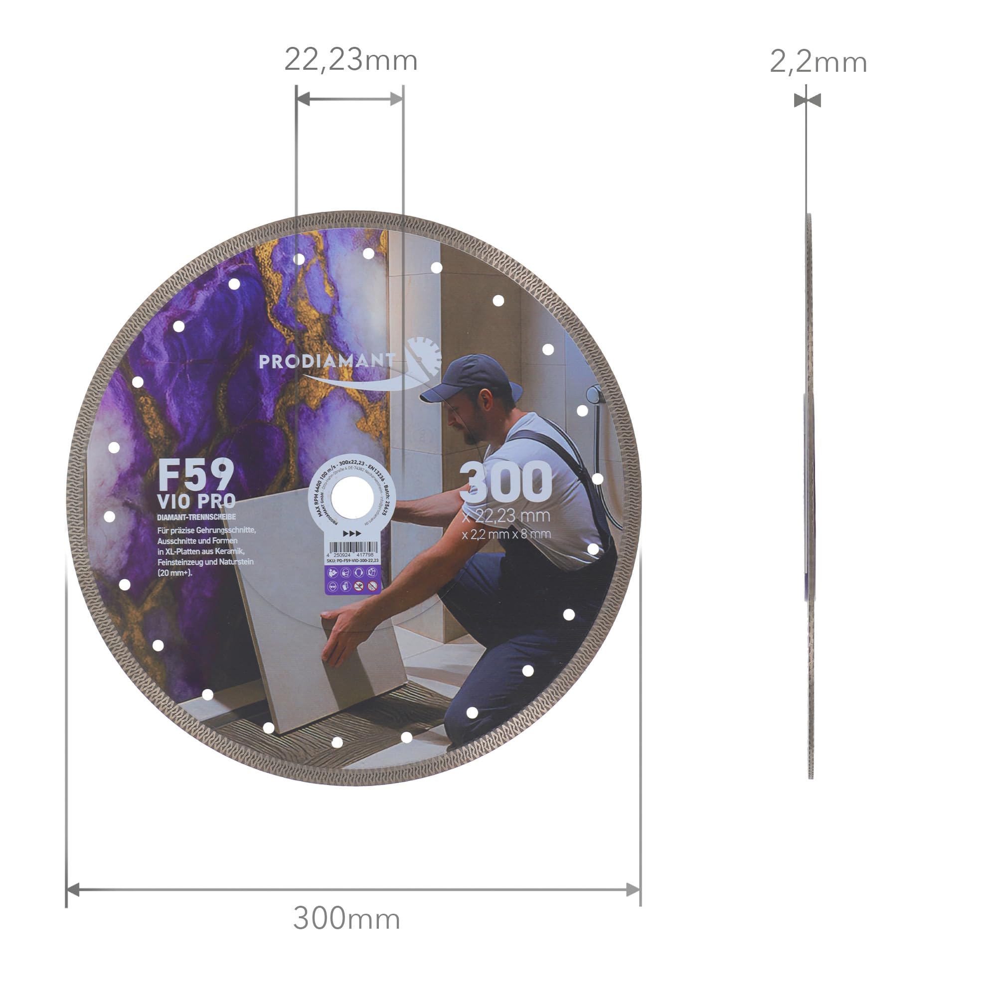 PRODIAMANT F59 VIO PRO Diamant-Trennscheibe 300 x22,23 mm | Segmenthöhe 10 mm | Schnittbreite 2.2 mm