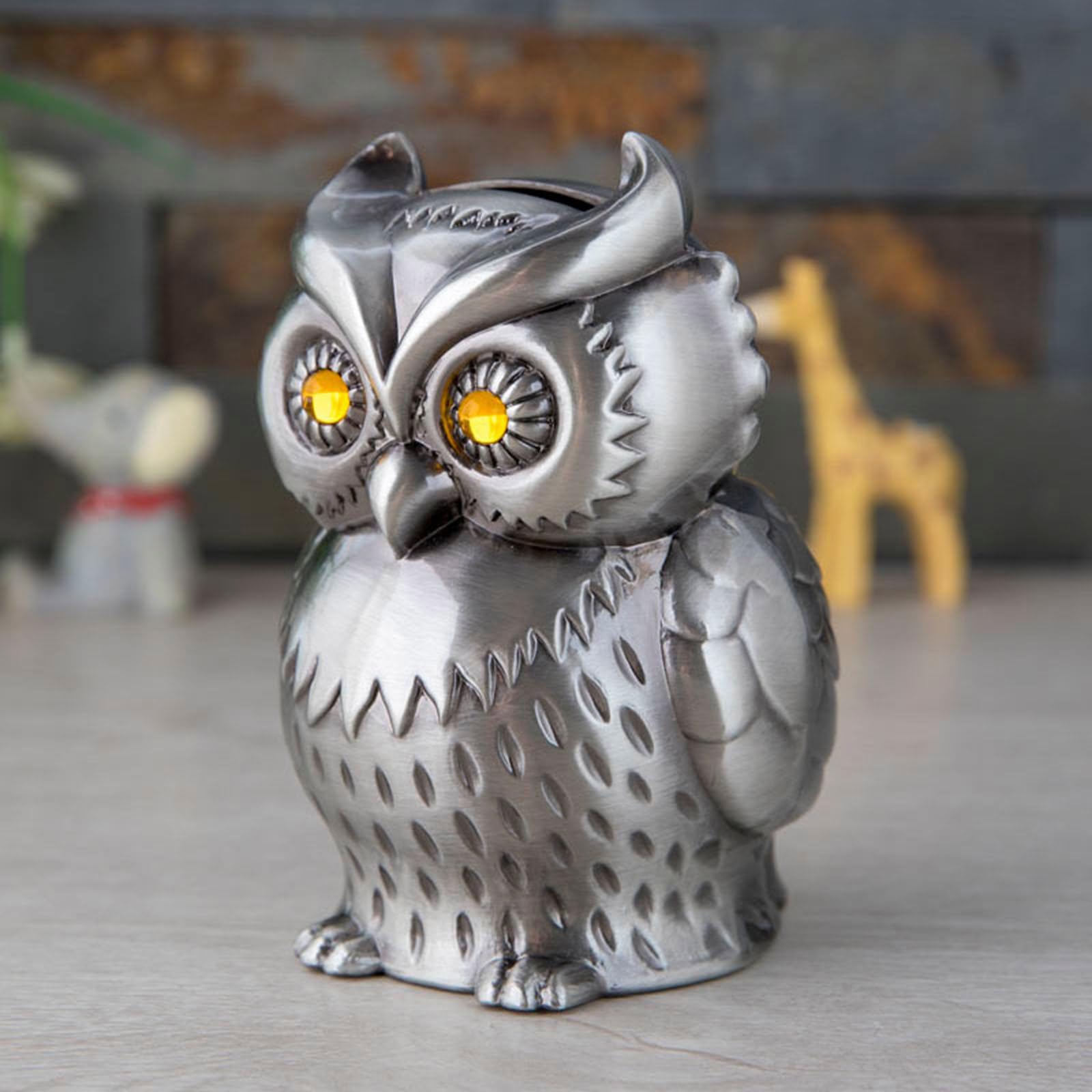 Amazon.co.jp: kmgfsd 手作りフクロウ貯金箱、勉強の装飾用メタル