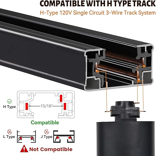 Miniatura 2 de AOAXL Cabezales de iluminación LED con zoom de 12 W, 2700-6500 K, luz de riel ajustable tipo H de 15  a 60 , ángulo de haz regulable brillante,