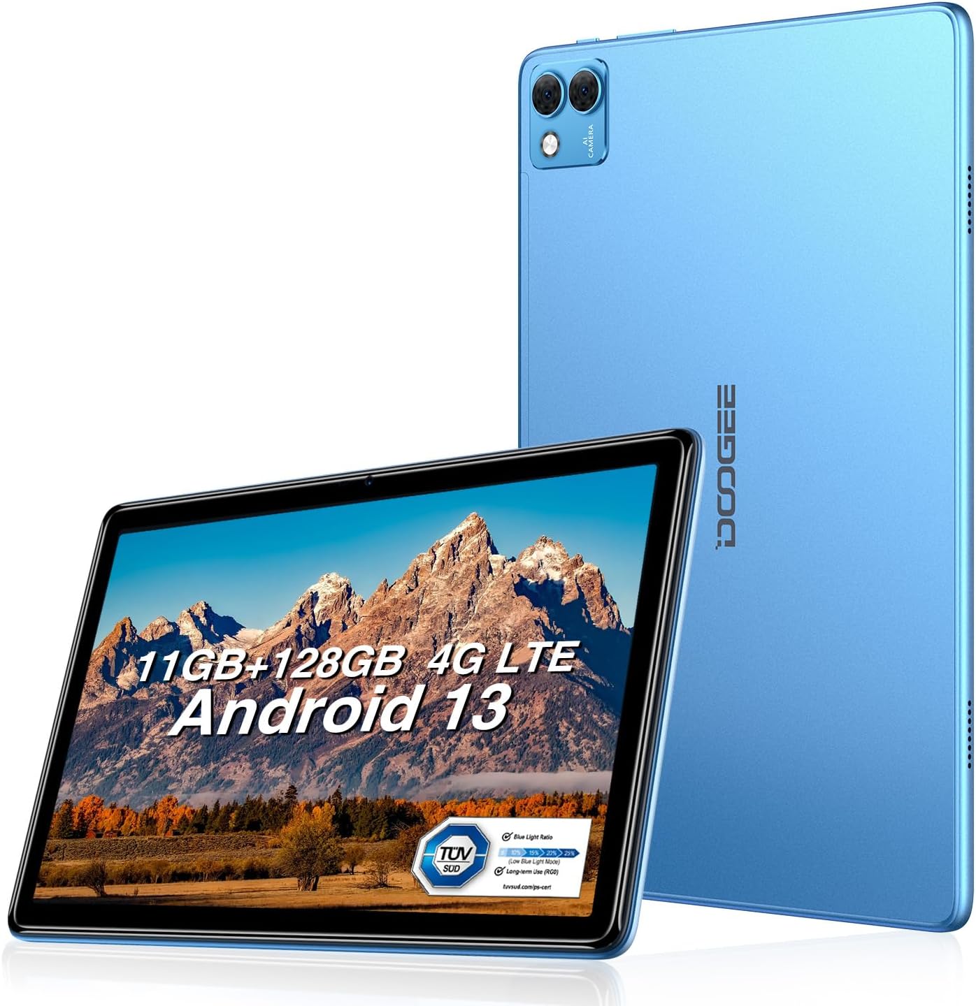 DOOGEE Android 13 Tablet T10S 10 incht IPS FHD Screen,11GB RAM + 128GB ROM (Expand 1TB), TUV Low bluelight, 6600mAh Battery, 8MP+5MP Camera, Widevine L1 Tablet Android