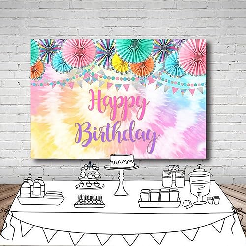 Miniatura 4 de MEHOFOND Telón de fondo de fotos de cumpleaños con diseño de teñido anudado, decoración de fiesta mexicana para niñas, decoración de fiesta de