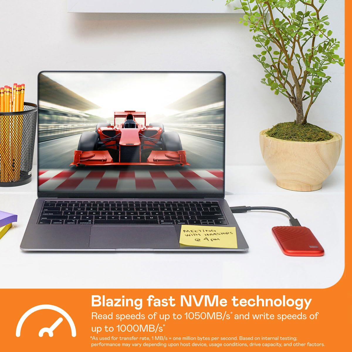 WD My Passport SSD 2 TB mobiler SSD Speicher (NVMe-Technologie, USB-C und USB 3.2 Gen-2 kompatibel, Lesen 1050 MB/s, Schreiben 1000 MB/s) Rot