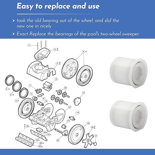 Miniatura 4 de PVX976PK2 - Rodamiento de rueda para limpiador de piscinas, para Hayward AquaNaut 200400450, Phoenix 2 ruedas y 4 ruedas de succión lateral de