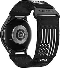 Rugged Nylon Band for Samsung Galaxy Watch 7 6 5 4 44mm 40mm/ Watch 6 4 Classic/Watch 5 Pro/Watch 3 Classic 41mm/Active 2,One Click Attachment,No Gap Fabric Sport Band Adjustable Strap for Men Women