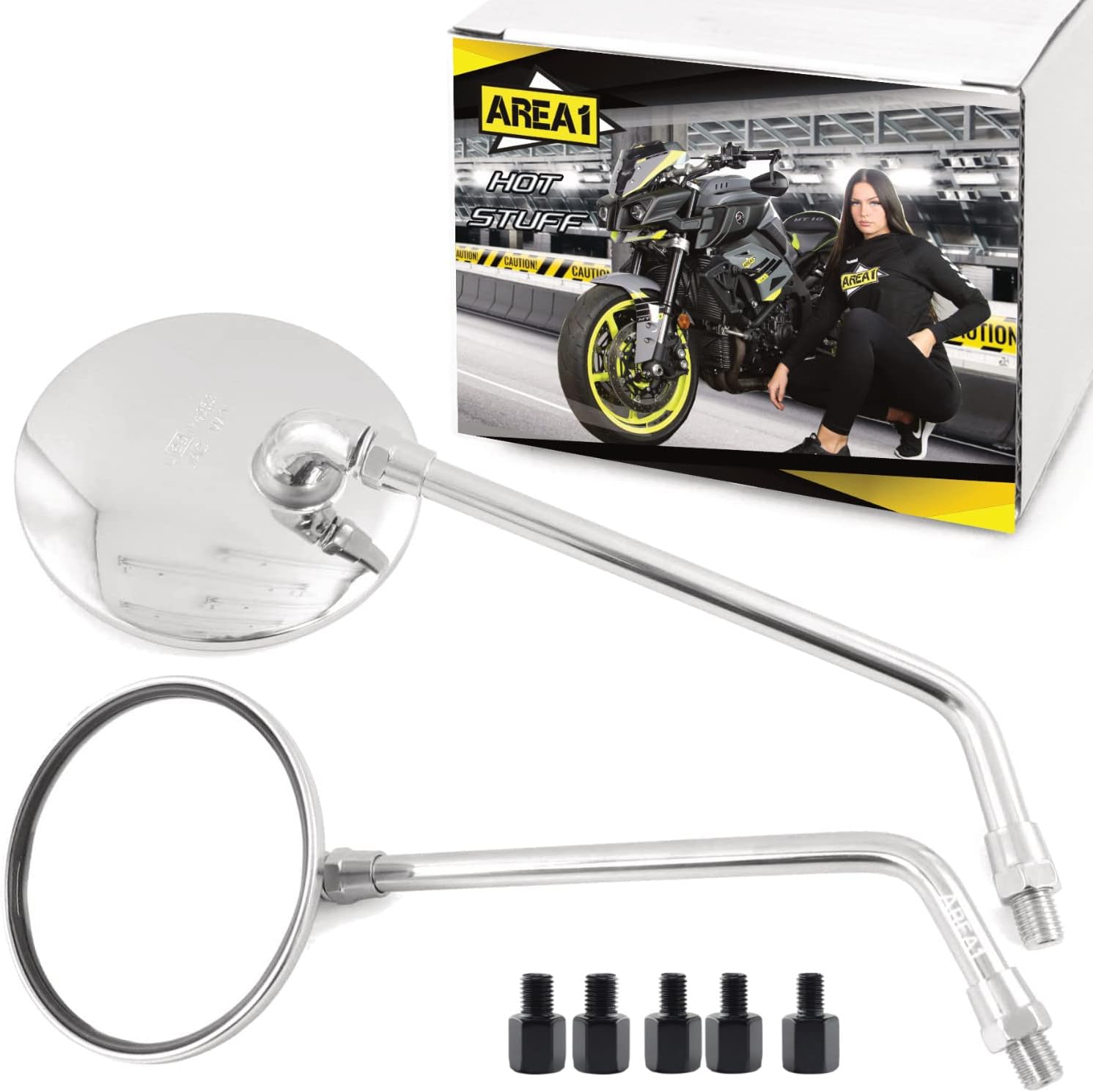 Universal Motorrad Rückspiegel - Verstellbar, 8mm/10mm, Aluminium (Silber)