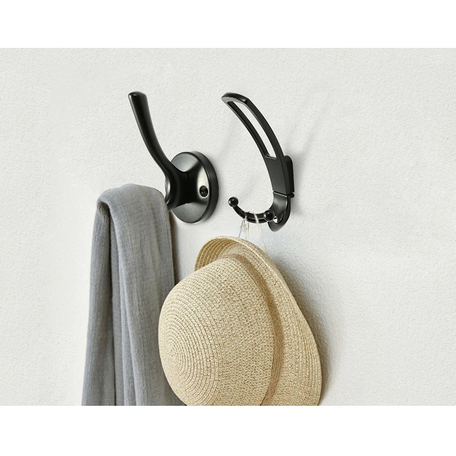 Kleiderhaken 8 Packung Wandmontierte Metallmantelhaken montierte Haken mit Schrauben Utility Haken for Mantel, Schal, Tasche, Handtuch, Schlüssel, Kappe, Tasse, Hut (schwarz) Wandhaken Wandgarderobe (