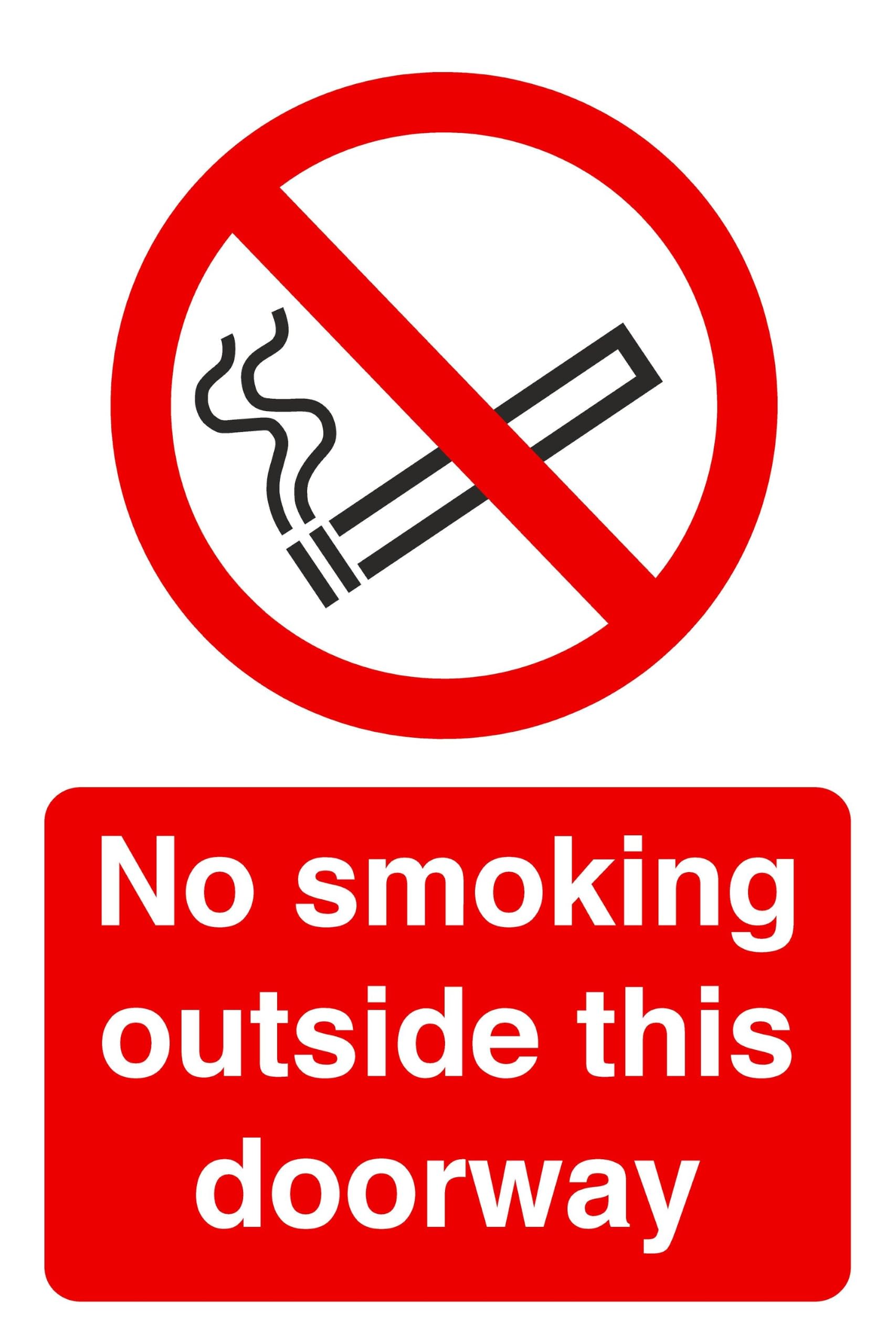 No smoking outside doorway Sign - 3mm Aluminum Dibond high-visibility and durability for indoor/outdoor usage (200mm x 150mm) Ensures Safety Within 5m Viewing Distance.