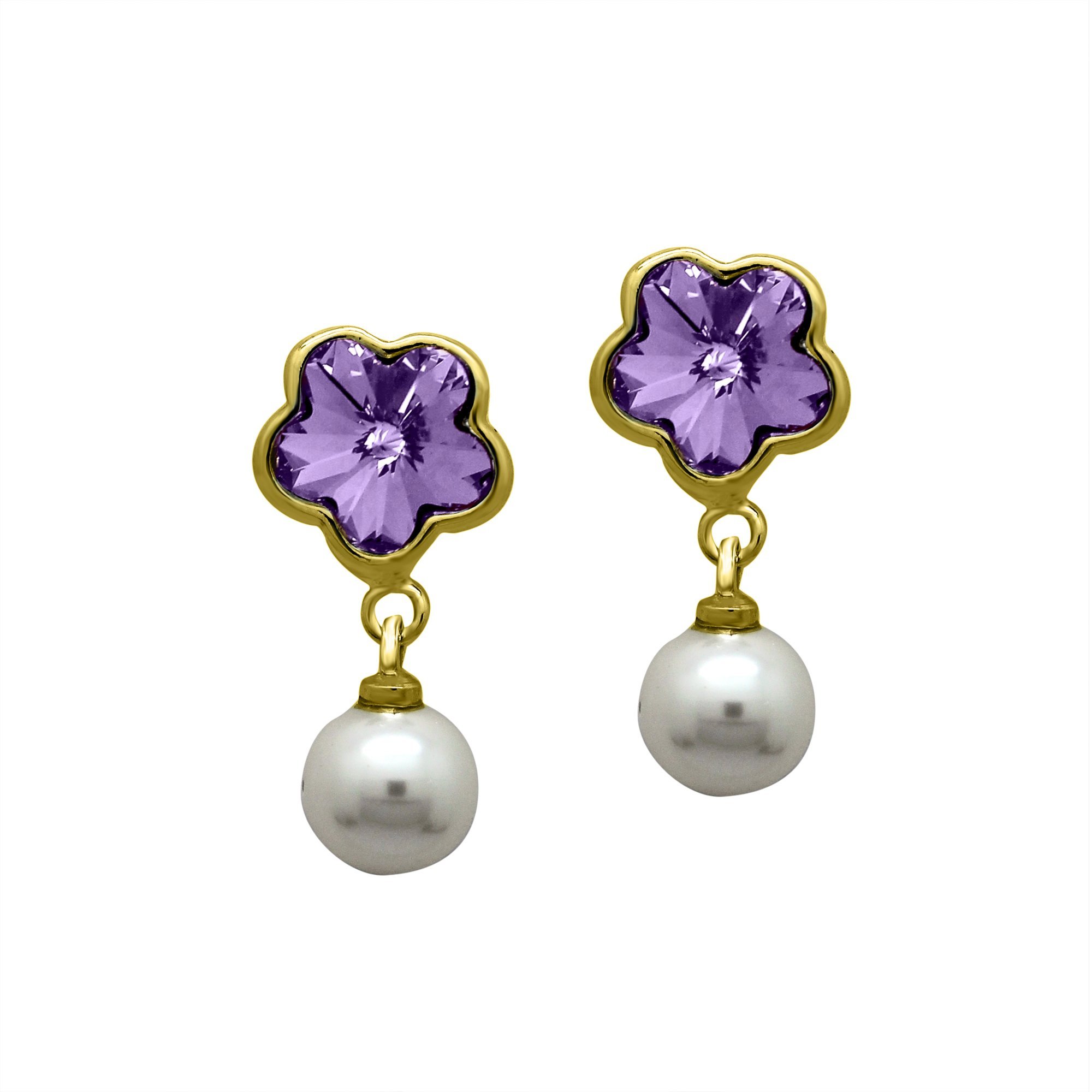 Mahi Made Valentine Purple Floral Pearl Gold Plated Earrings for Women ER1104098GPur (B01B9G11LK) Amazon Price History, Amazon Price Tracker