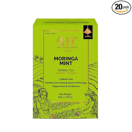 Moringa-Mint Herabl Tea for Boosts Immunity Supports Digestion Reduces Inflammation 20 Nos Tea Bags