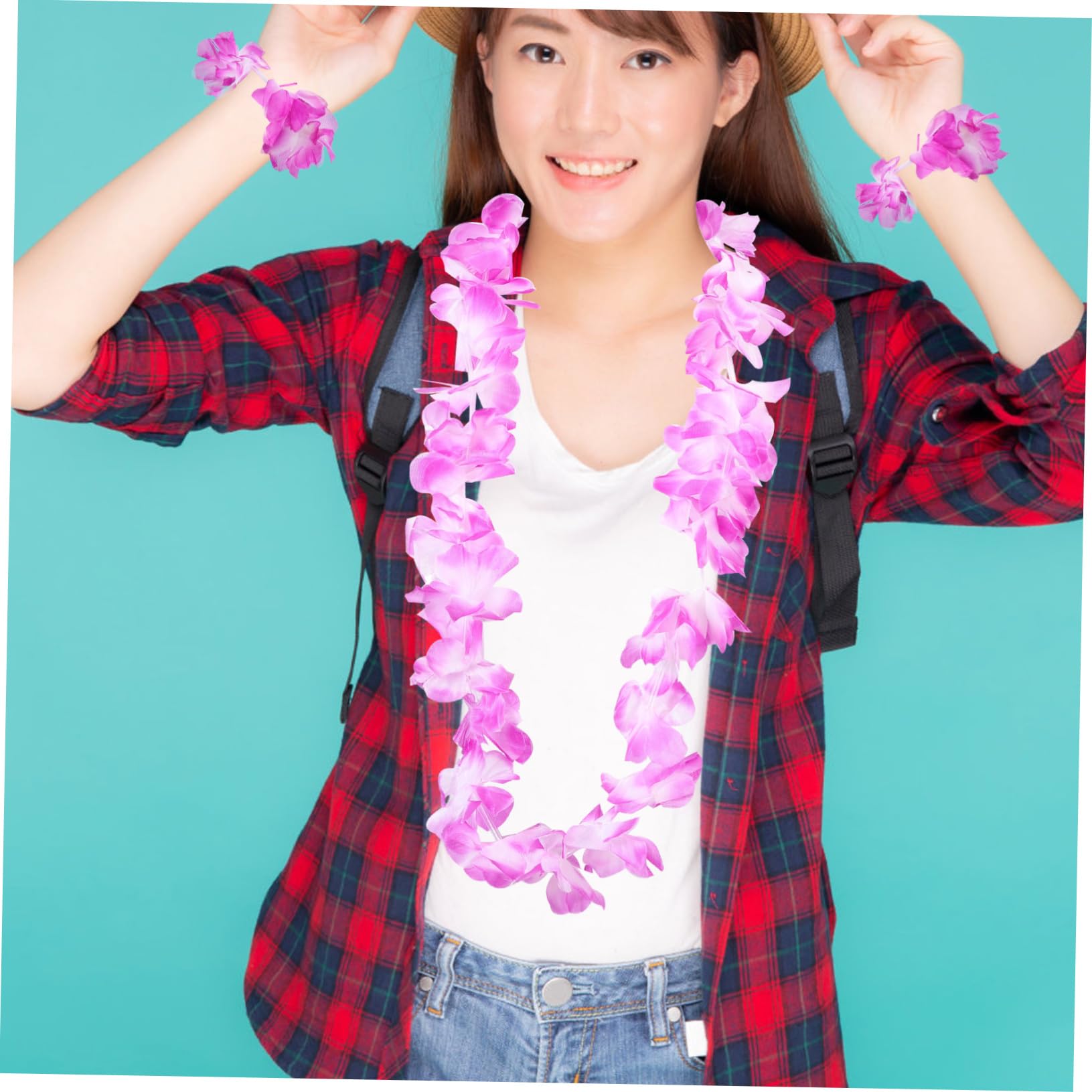 ifundom 21sätze Hawaiianische Mit Blumenkränze Und Armbänder Für Luau-party Strandkostüm Dekoration Und Fotografie Bunten Farben Erhältlich