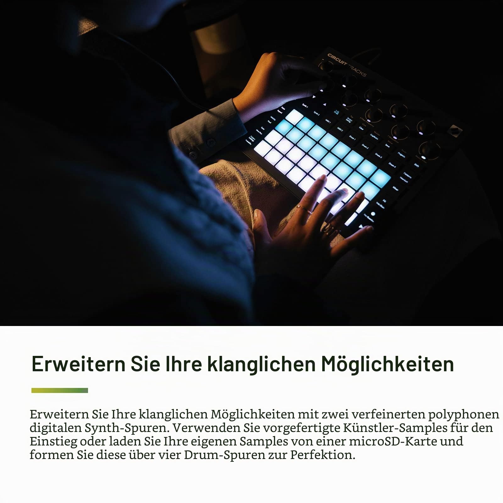 Novation Circuit Tracks: Groovebox-Sequenzer mit Synthesizer-, MIDI- und Drum-Spuren für die elektronische Musikproduktion.