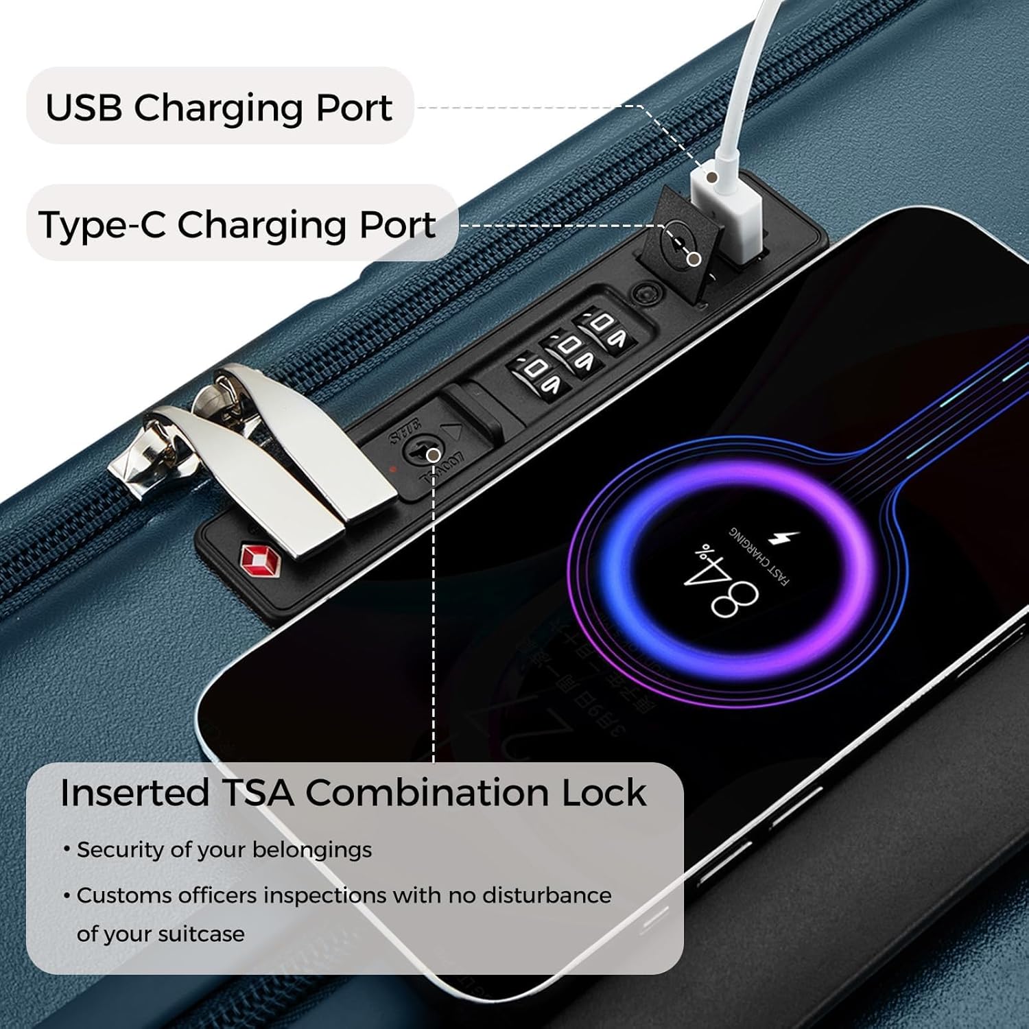 Carry on Luggage Expandable Travel Luggage Top Opening Suitcase with TSA Lock and Usb Built in,Rolling Suitcases with Spinner Wheels,PC Hard Shell Suitcases Airline Approved for valentine Gifts - Image 4