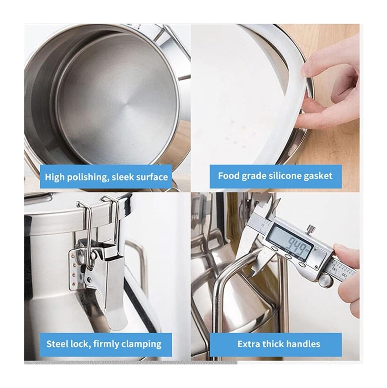Boîte de lait en acier inoxydable 304 avec couvercle scellé en Silicone, seau à vin, Pot laitier