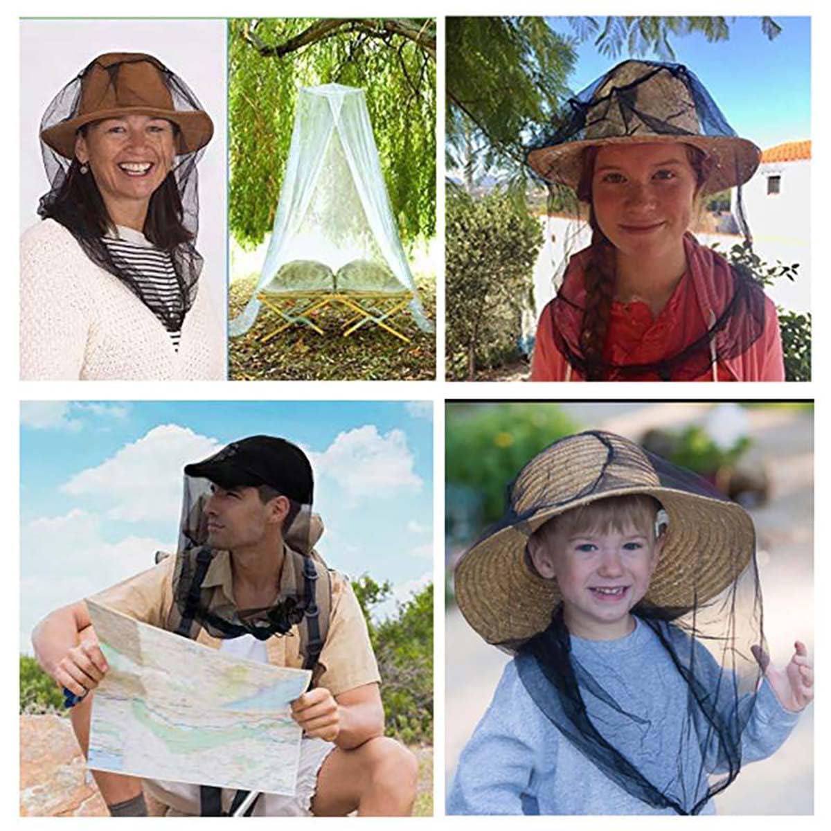 2 pezzi zanzariera testa per insetti con borsa per il trasporto, Head Net Face Mesh Head Cover per esterni, zanzariera cappello per pesca, zanzariera, zanzariera per testa, protezione dalle zanzare