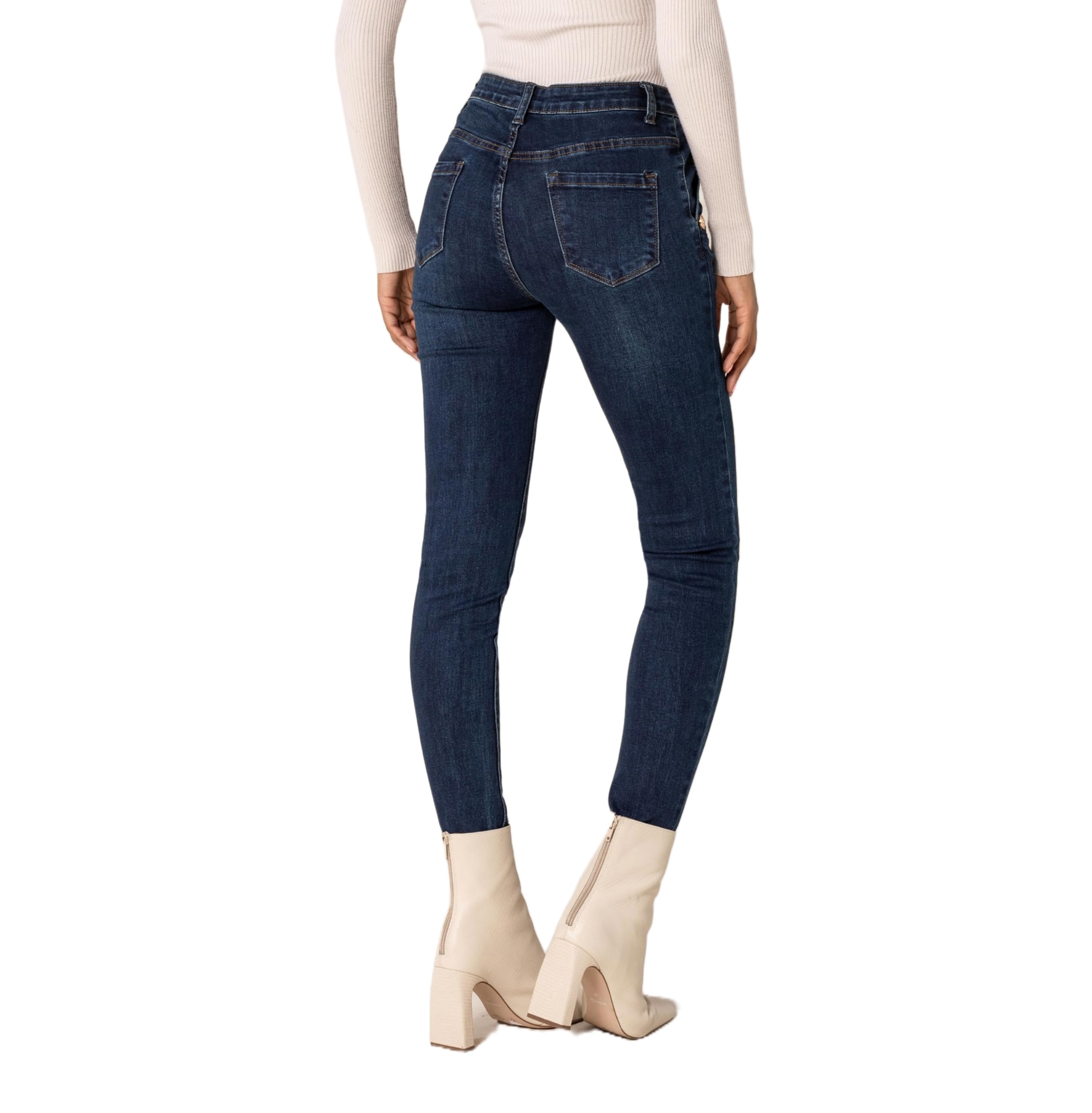 Nina Carter P217 Jeans skinny da donna, a vita media, look usato, jeans elasticizzati