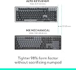 Logitech Alto Keys K98M Wireless Mechanical Keyboard, Customizable Keyboard with Vibration Absorbing Gasket, Backlit Keys, Bluetooth, USB-C Charging, for PC, Mac, Laptops - Graphite