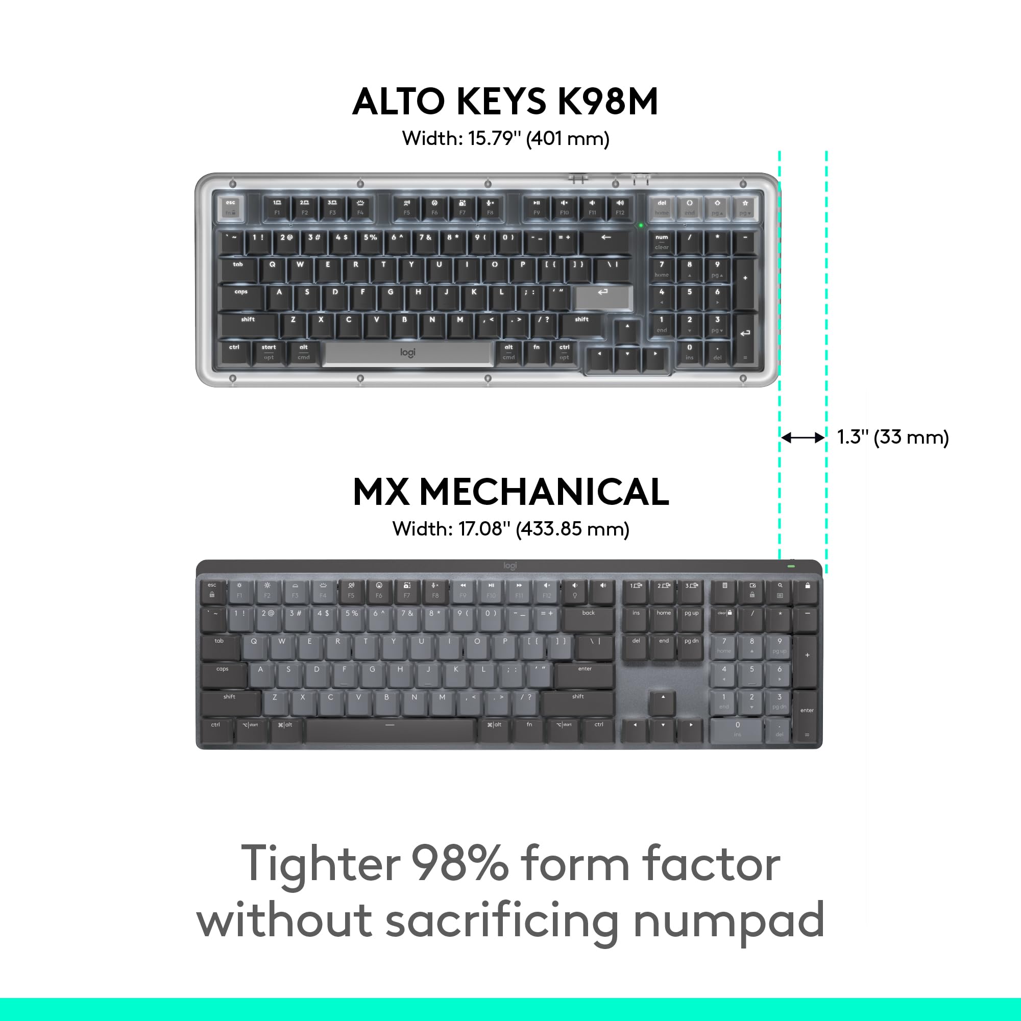 Amazon.com: Logitech Alto Keys K98M Wireless Mechanical Clicky