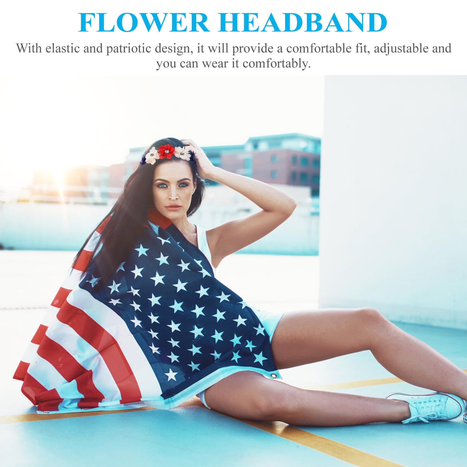 VICASKY 8 Pezzi Fasce Elastiche Patriottiche con per Dellindipendenza Usa Design e Confortevole Accessori Moda per Eventi Patriottici e Celebrazioni