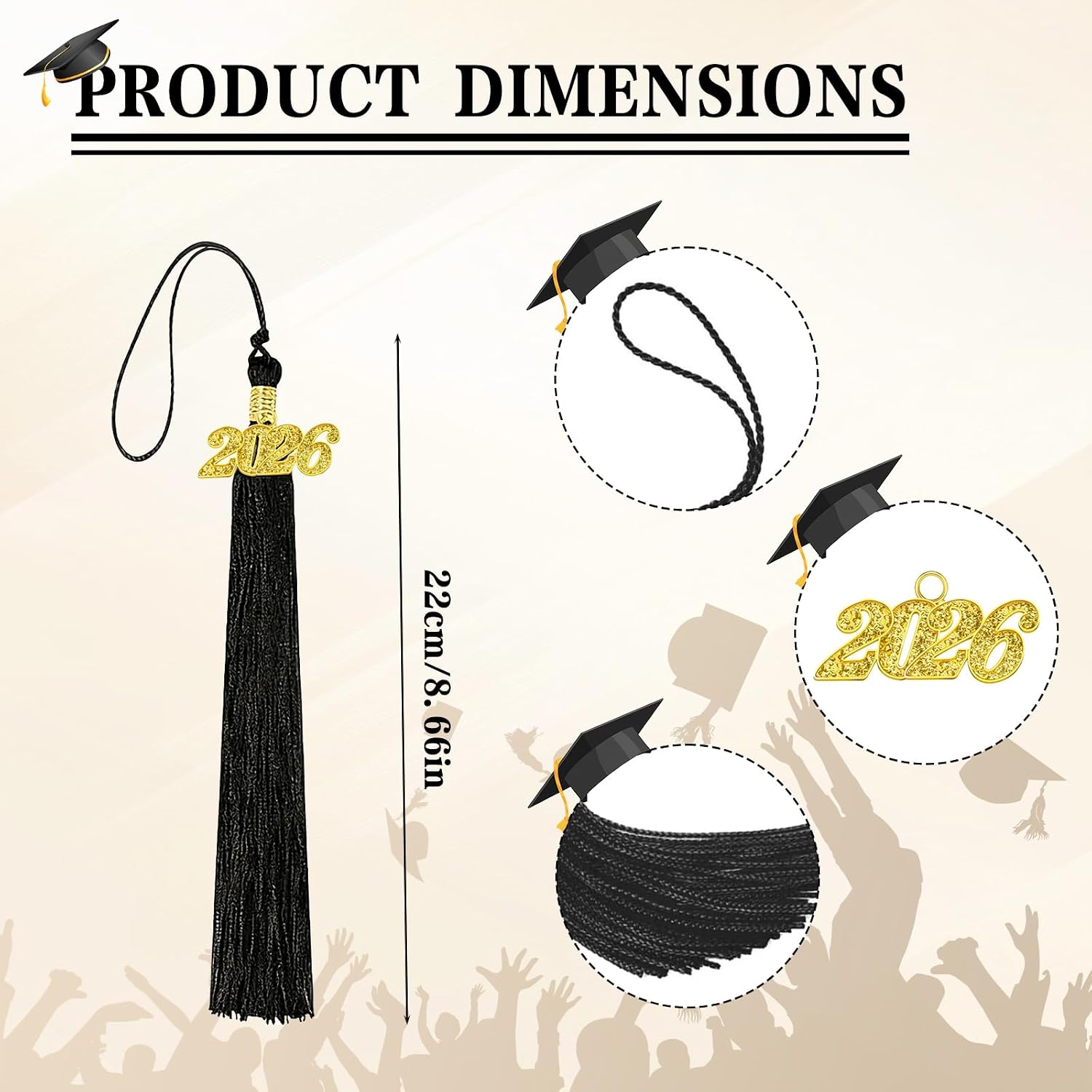 30 Pcs 2026 Tassel Graduation,Black Graduation Tassel for Graduations Cap Decorations,Tassels Memorial Grad Cords Class of 2026 College High School Graduate Hat Ceremonies Accessories