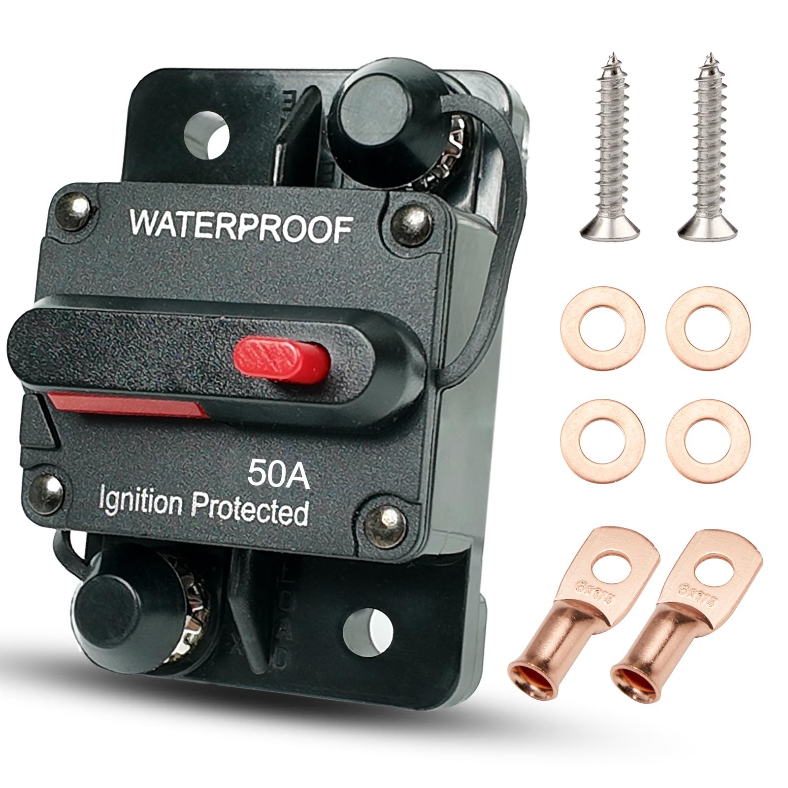 100 Amp Circuit Breaker with Manual Reset Waterproof Inline Fuse Inverter for Marine Trolling Motors Boat ATV Manual Power, Suface Mount, 12V-48V DC (100A) — Amazon image 12
