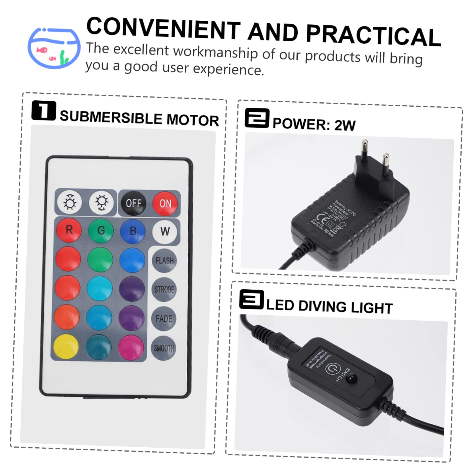 minkissy Luz De Buceo De Acuario Luz Del Acuario Suministro De Acuario Lámpara Led Creativa Lámpara De Pecera Adorno De Lámpara Suministros Para Peceras Acrílico Control Remoto