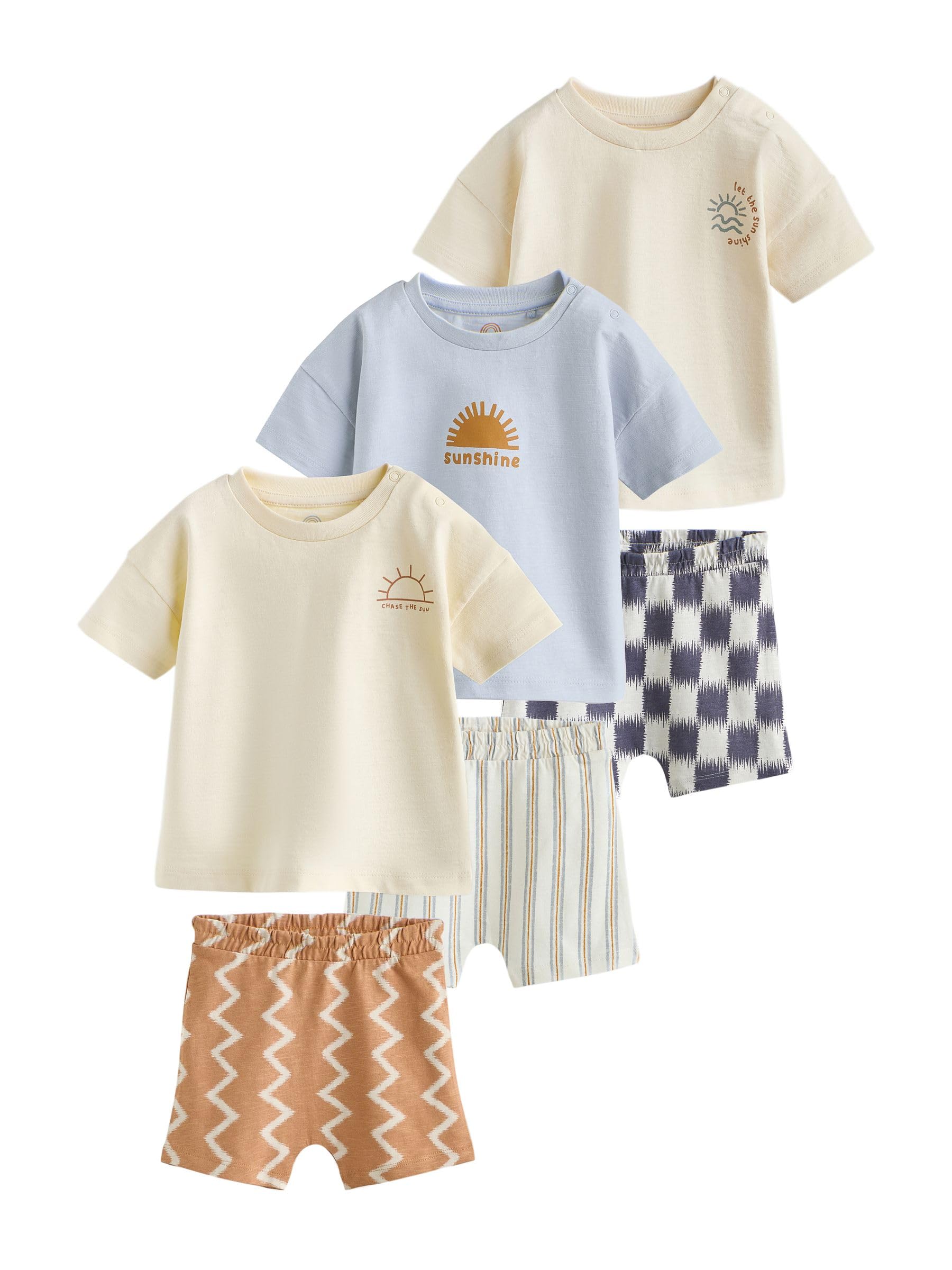 NEXT Baby Jungen Oberteil und Shorts, 6-teiliges Baby-Set