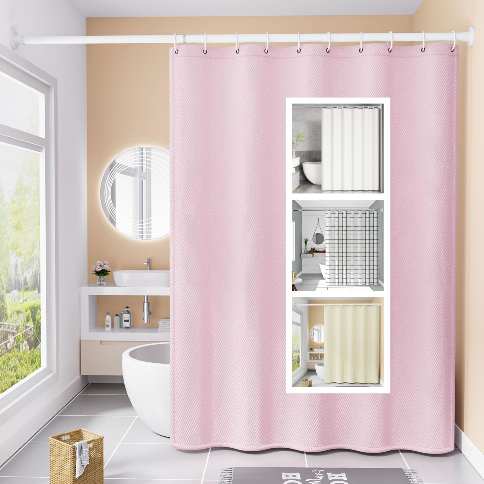 Cortina de ducha impermeable de 60 x 100 cm, color gris, con 12 ganchos, resistente al moho, perfecta para bañera y ducha, duradera y fácil de limpiar
