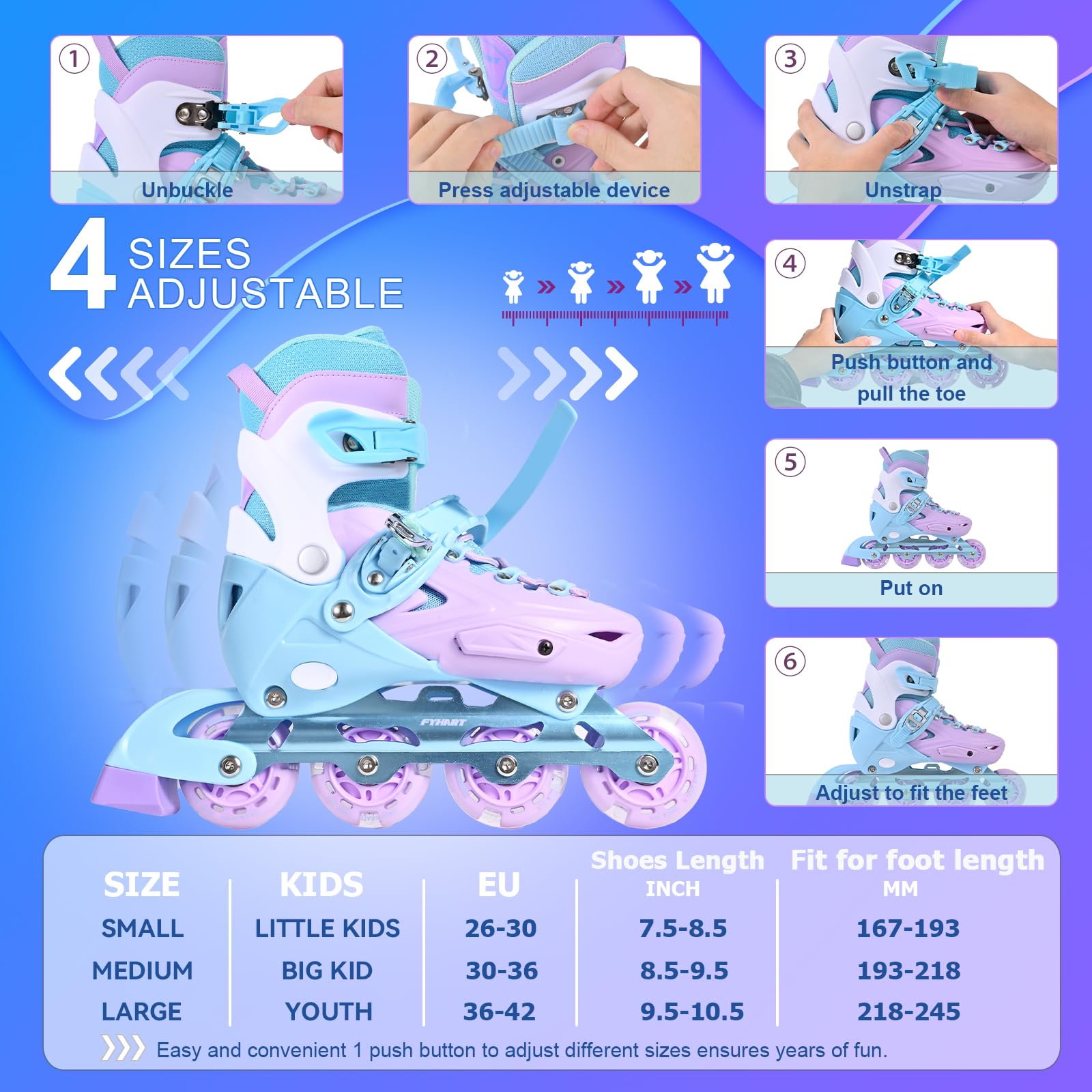 Patins en Ligne Rollers en ligne Patins à roulettes ajustables pour enfants avec roues lumineuses, patins à roulettes pour enfants pour jeunes enfants débutants, pour l'intérieur et l'extérieur