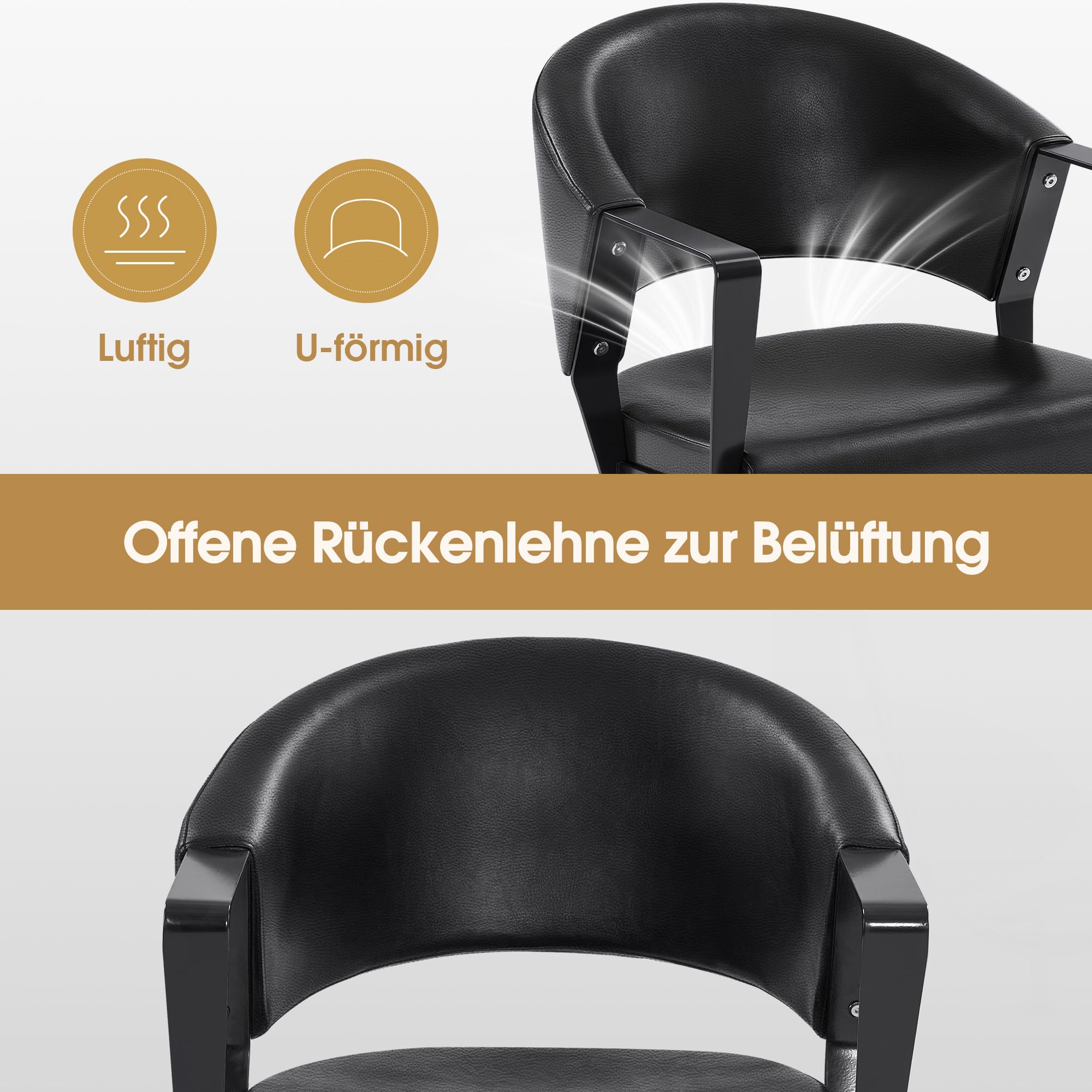 Barberpub Friseurstuhl, Friseureinrichtung Barber Chair, mit Hydraulikpumpe, Drehbar, Höhenverstellbar, PVC-Kunstleder Modern, Schwarz