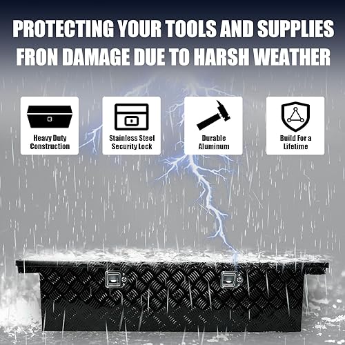 Miniatura 4 de confote Caja de herramientas chapada en aluminio resistente de 60 pulgadas, caja de herramientas para camioneta, caja de herramientas para caravana,
