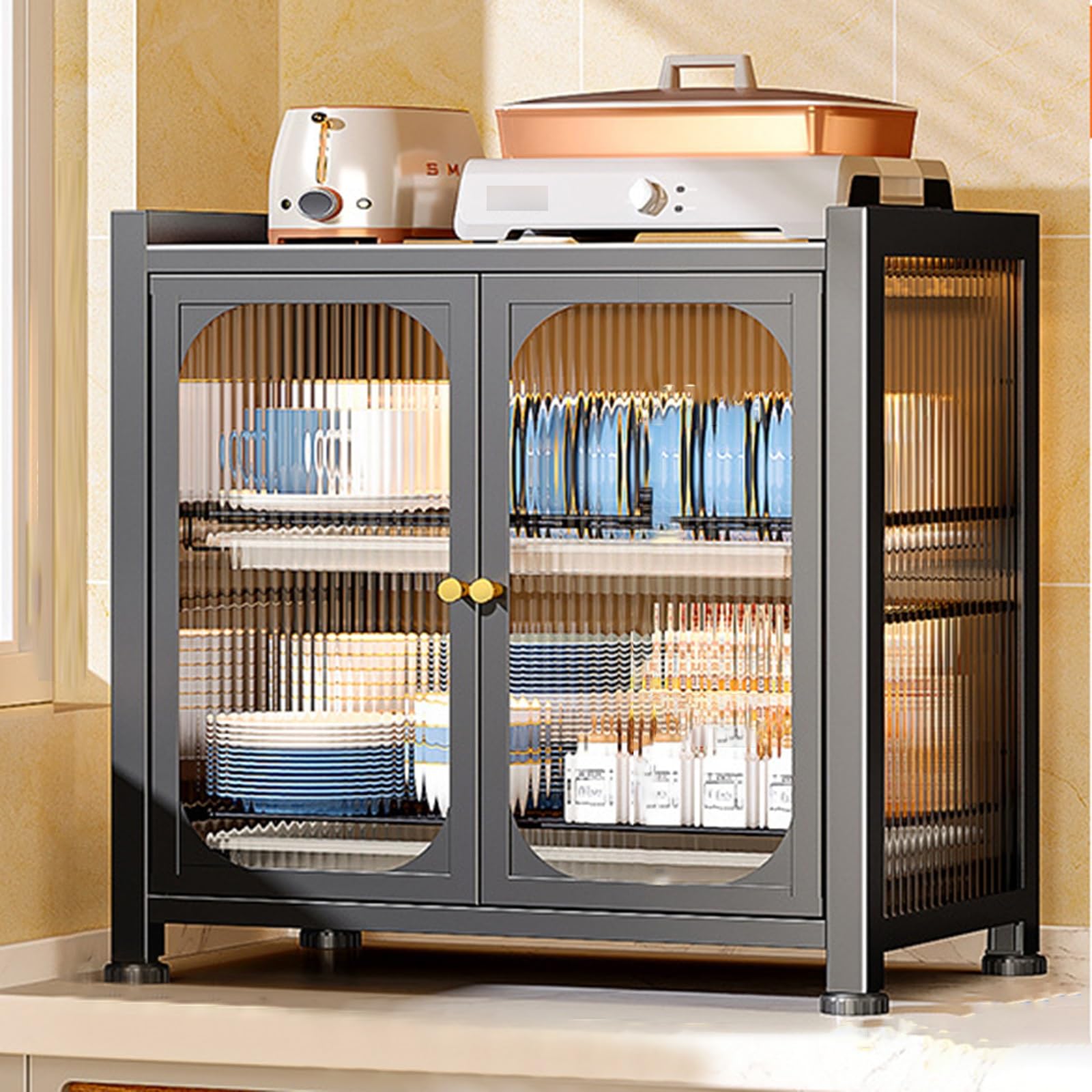 2 Tier Seasoning Jars Rack Spice Rack with Cabinet Door, Estante de Metal para Tarros de Condimentos, para Cocina, Baño, Organizador de Especias(Style 1)