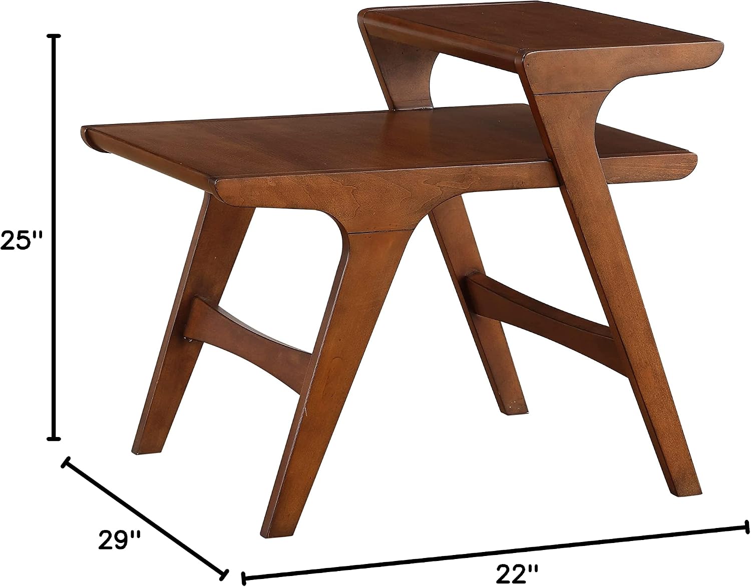 Homelegance Saluki Mid-Century Two-Tier End Table, Cherry