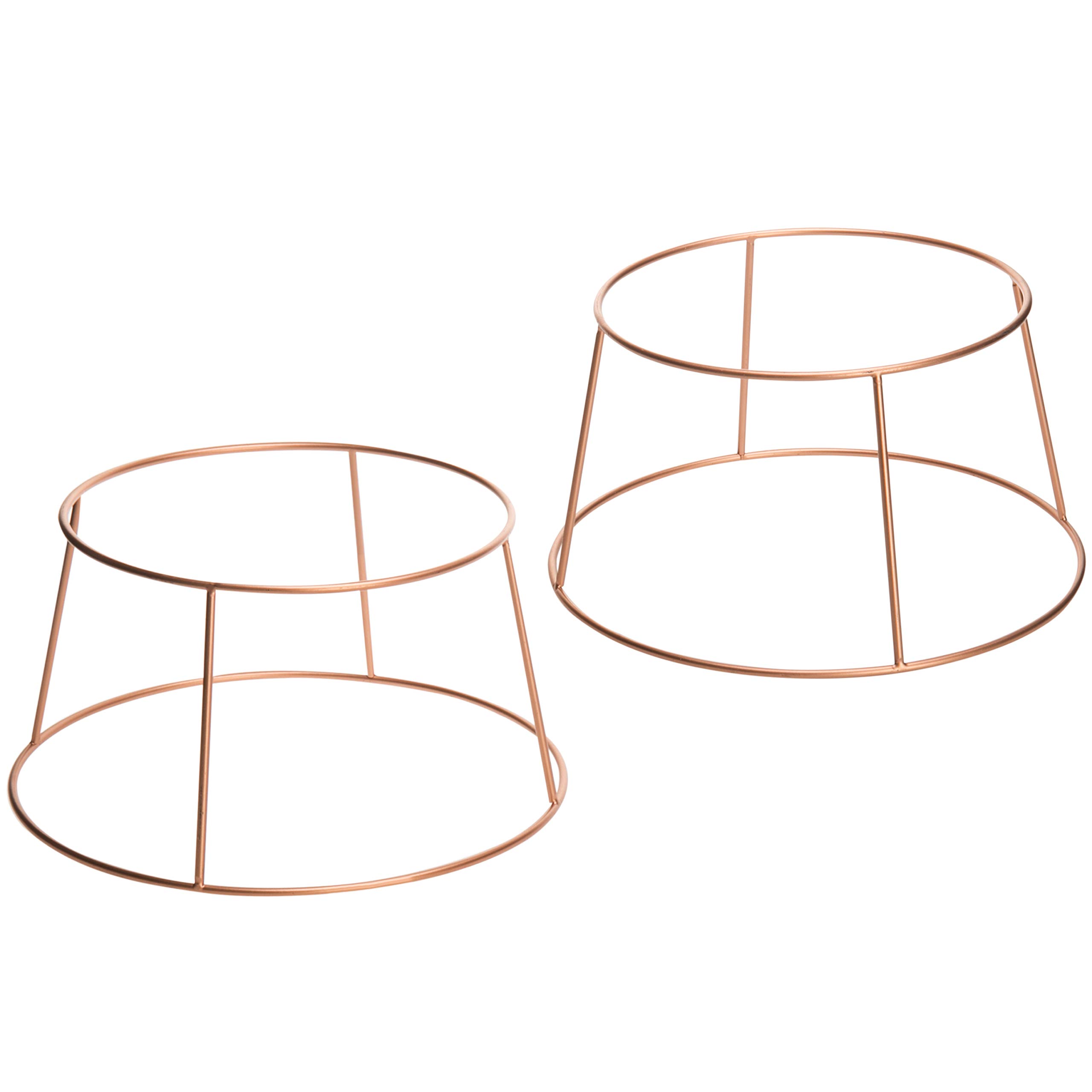 MyGift Rose Gold Wire Metal Pizza Tray Holder, Pizza Box Riser, Serving Platter Pedestal, Set of 2