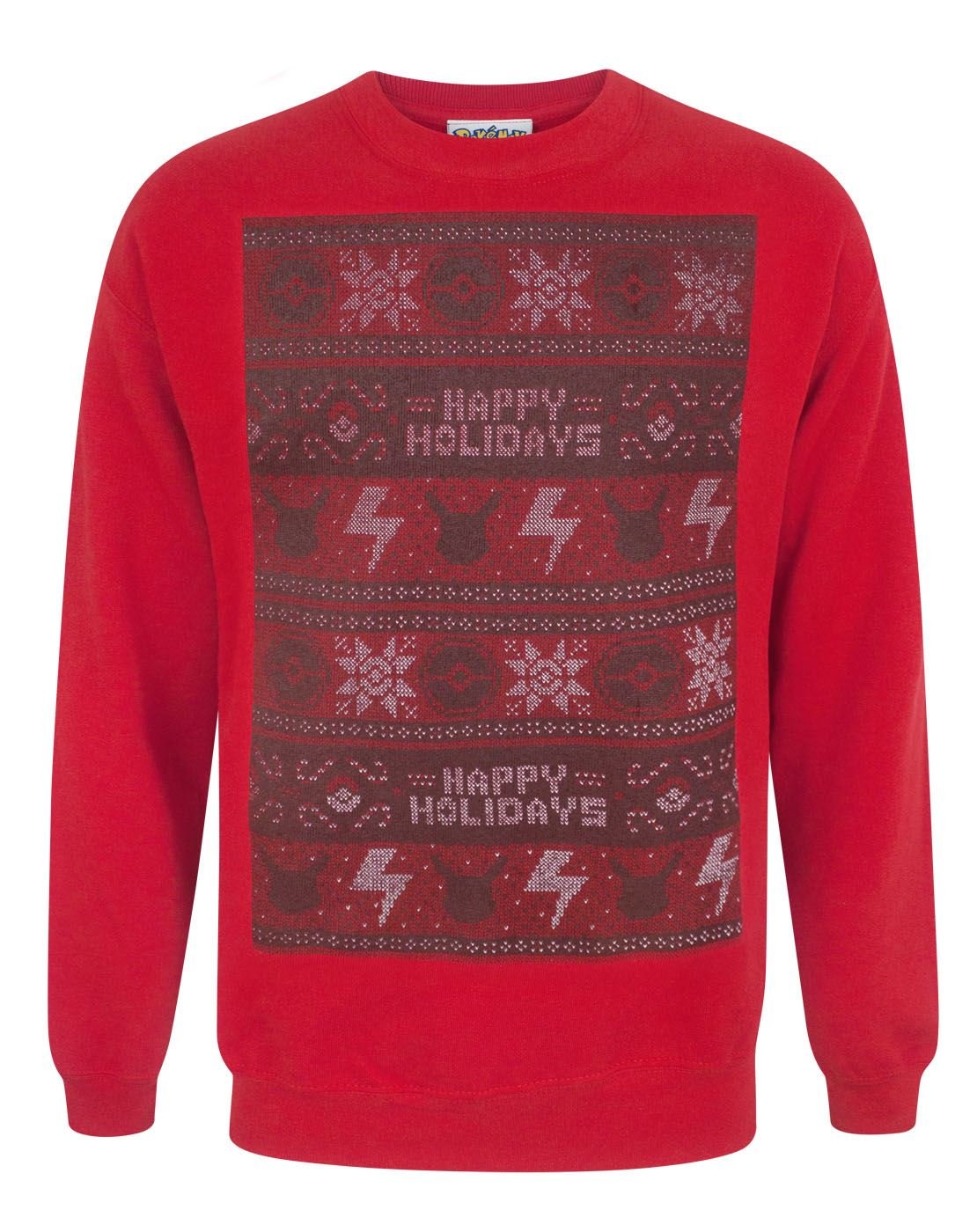 Pokémon Men's Red Vanilla Underground Pokemon Happy Holidays Christmas Sweater